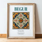 Begur, Spain – Travel Poster, in wooden frame leaning on the floor