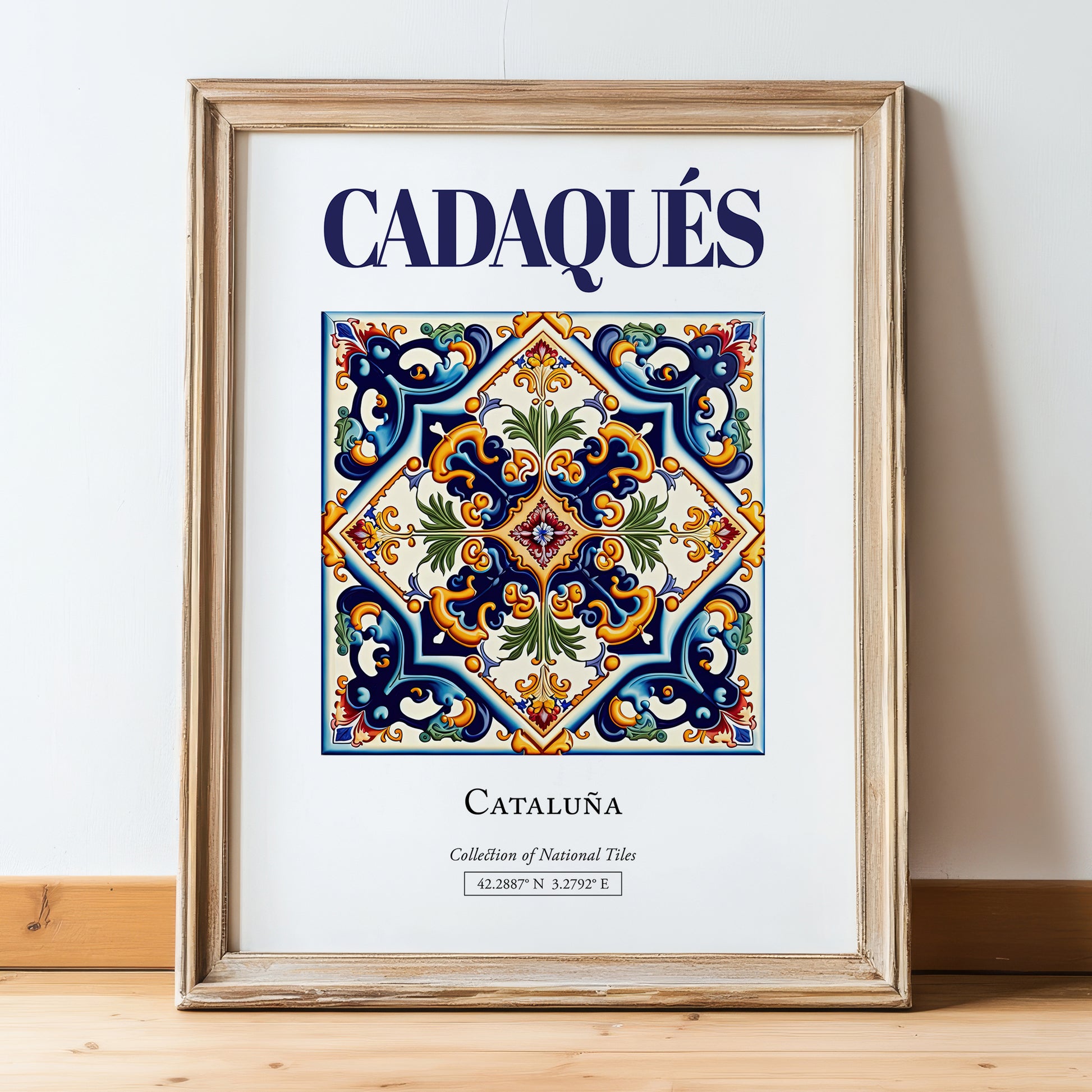 Cadaqués, Spain – Travel Print, in wooden frame leaning on the floor