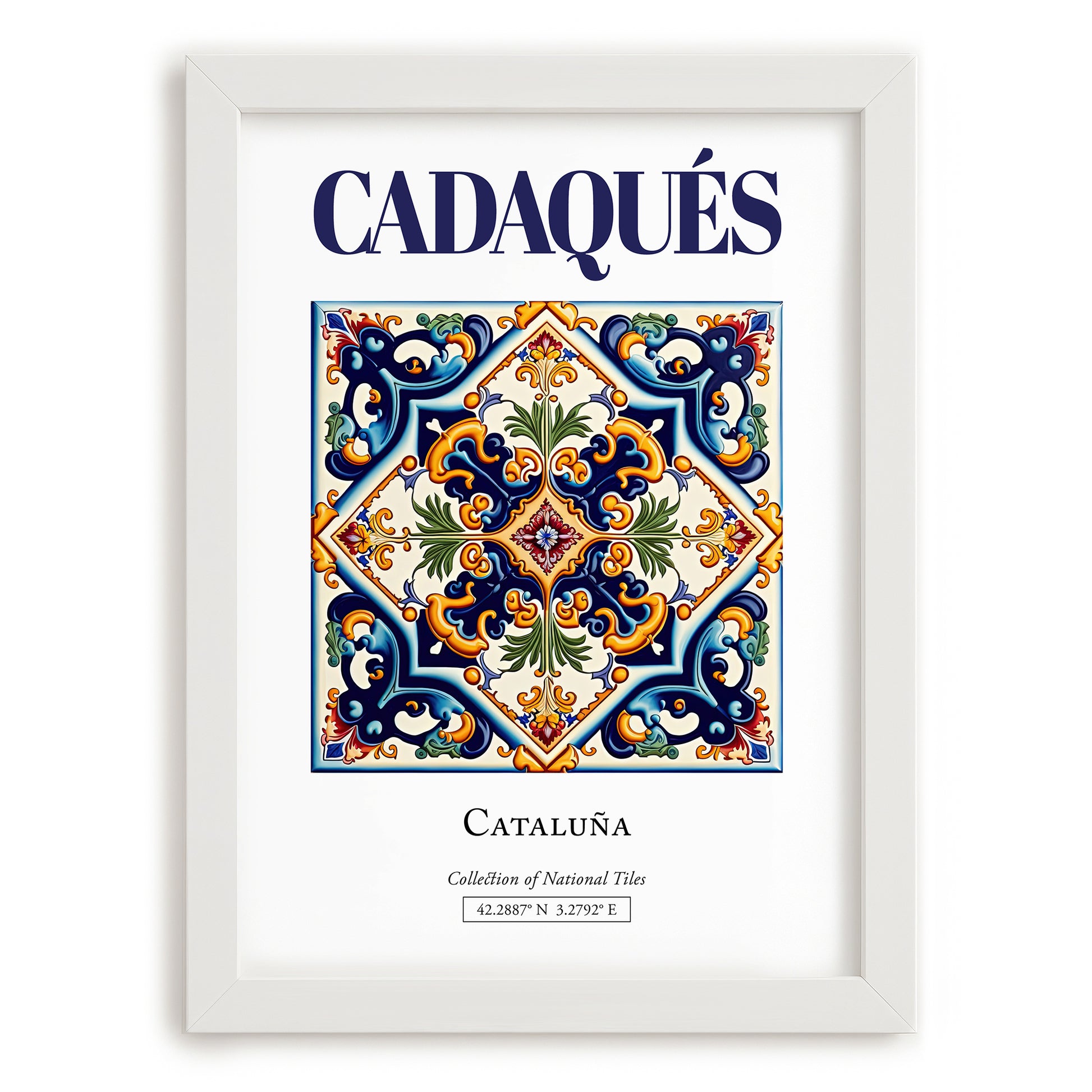 Cadaqués, Spain – Travel Print, placed in minimal white frame