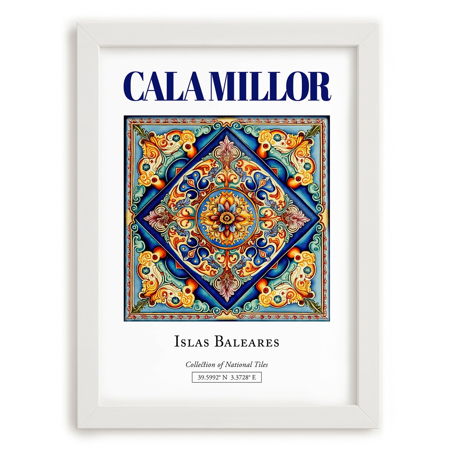 Cala Millor, Spain – Travel Wall Decor, placed in minimal white frame