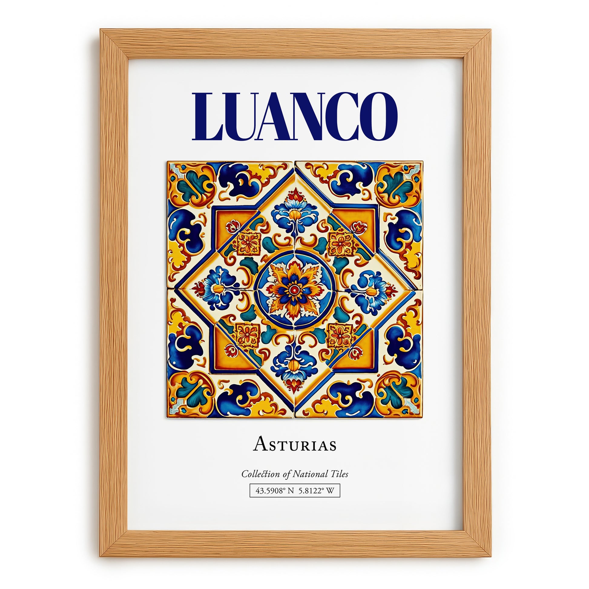 Luanco, Spain – Travel Poster, set in oak frame