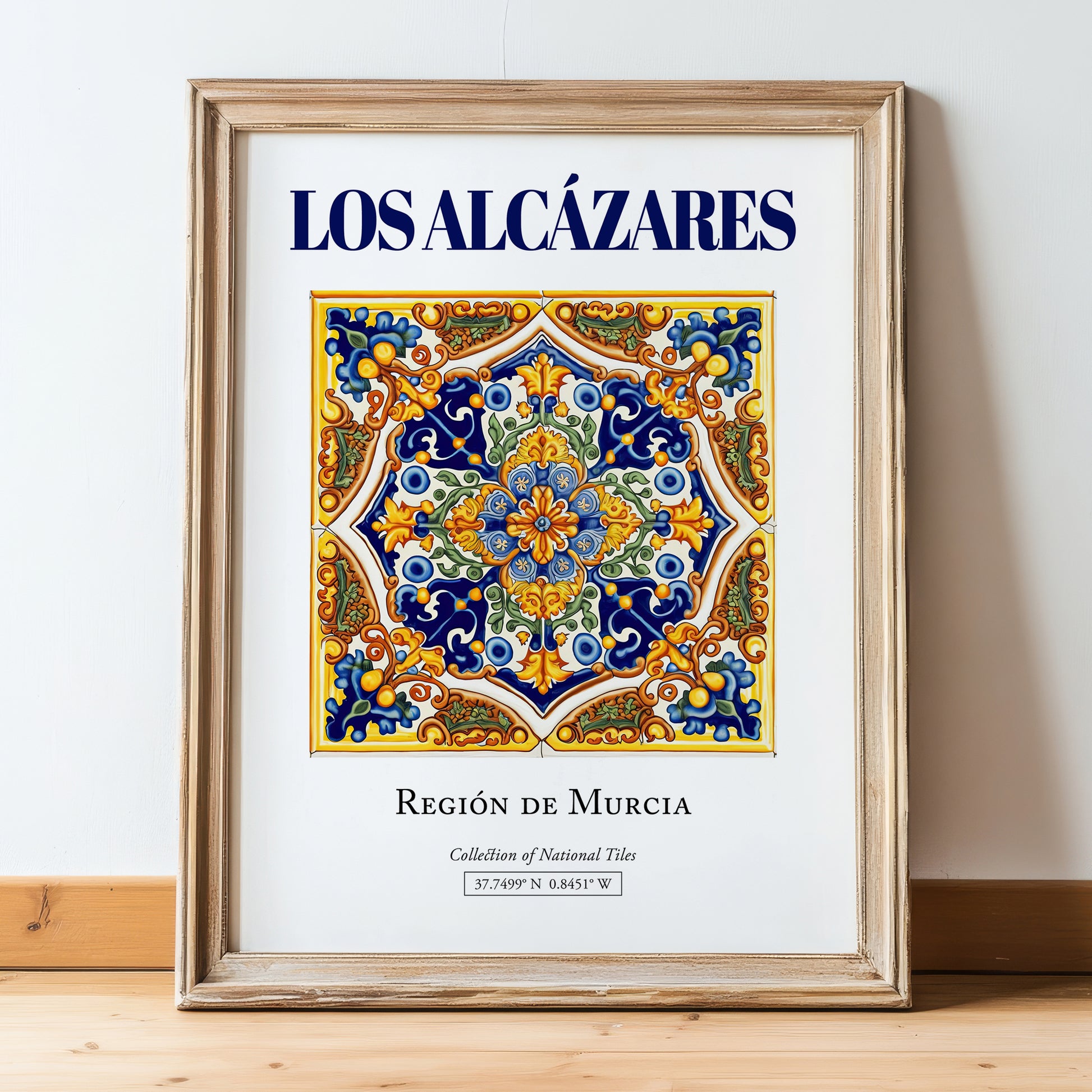 Los Alcázares, Spain – Travel Poster, in wooden frame leaning on the floor