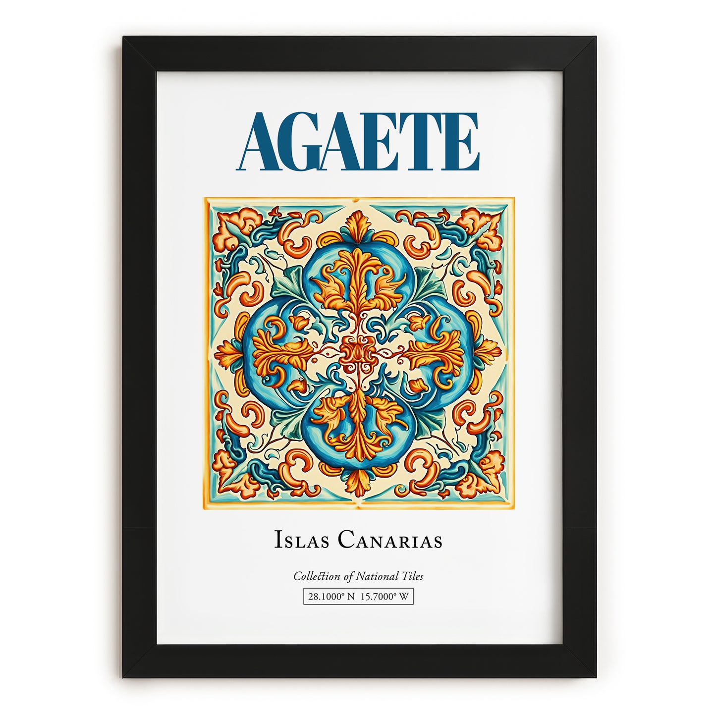 Agaete, Spain – Retro Travel Poster, in sleek black frame