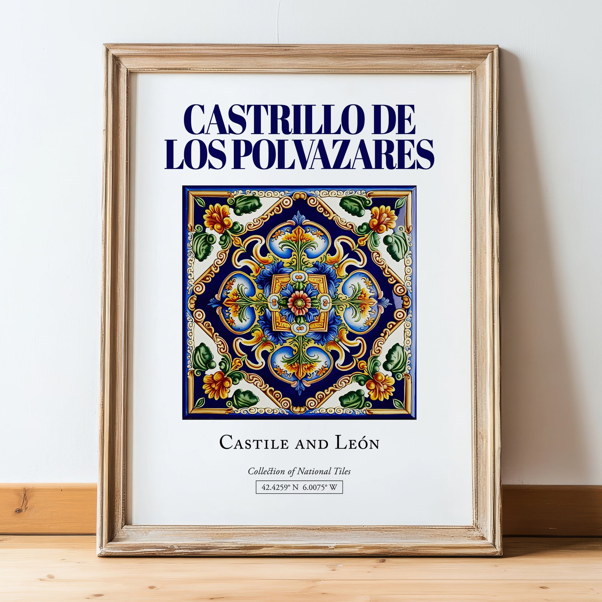 Castrillo de los Polvazares, Spain – Cityscape Wall Art, in wooden frame leaning on the floor