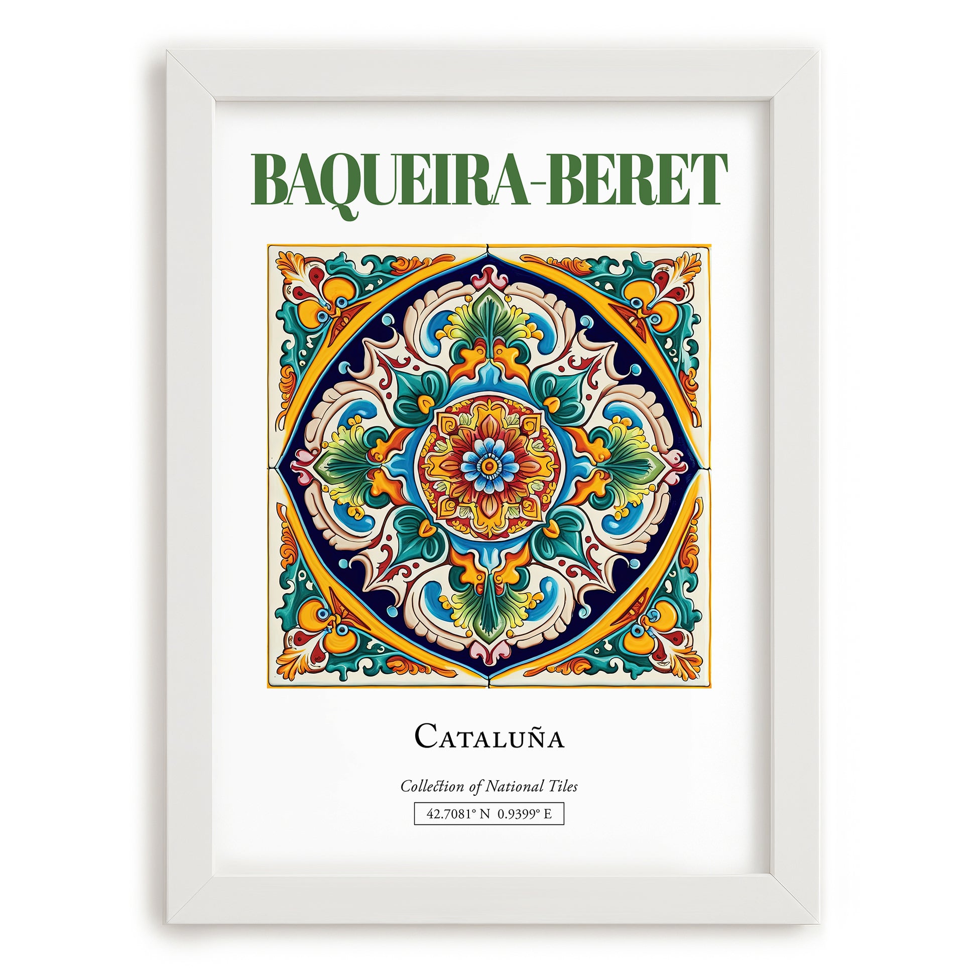 Baqueira-Beret, Spain – Travel Wall Decor, placed in minimal white frame