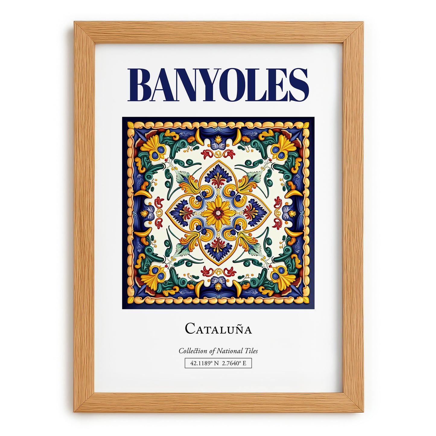 Banyoles, Spain – Travel Print, set in oak frame