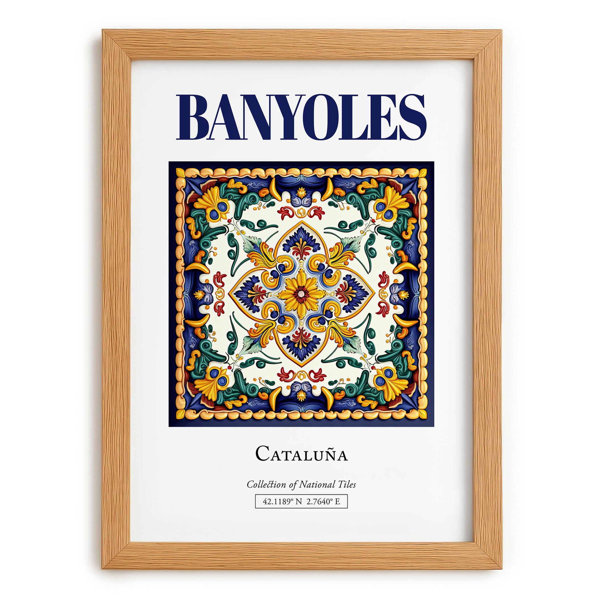 Banyoles, Spain – Travel Print, set in oak frame