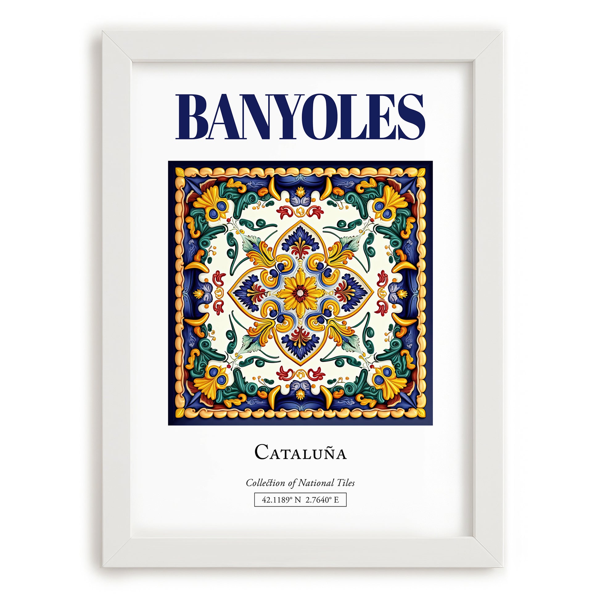 Banyoles, Spain – Travel Print, placed in minimal white frame