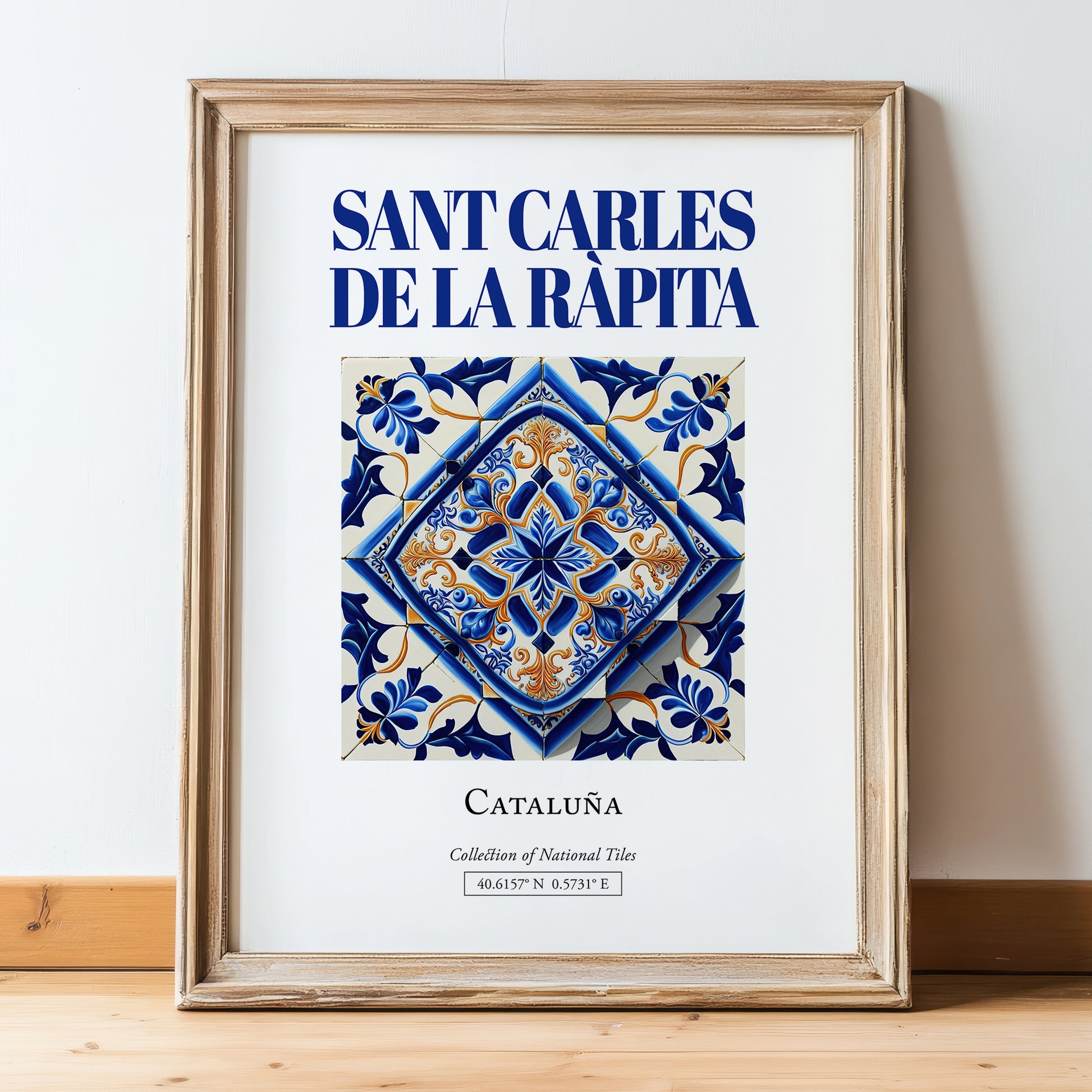 Sant Carles de la Ràpita, Spain – Wanderlust Wall Decor, in wooden frame leaning on the floor