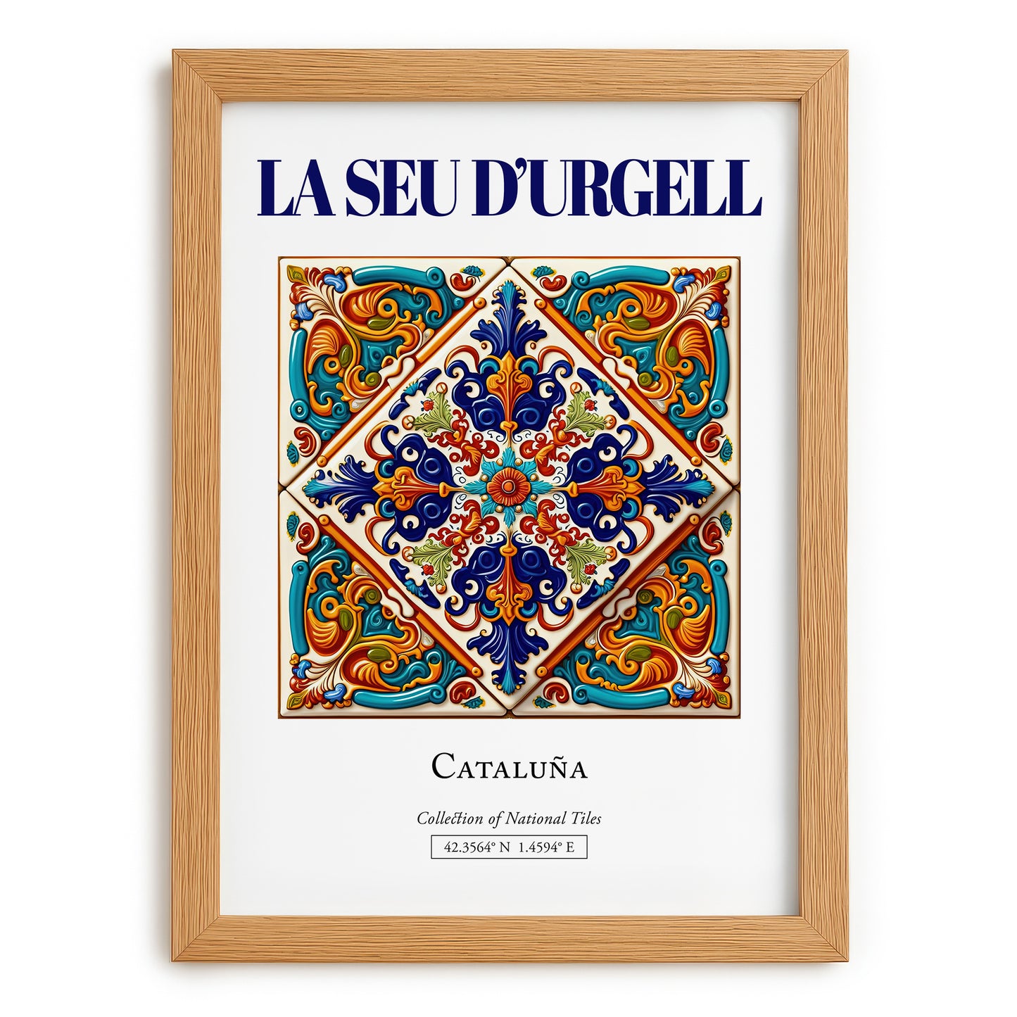La Seu d'Urgell, Spain – Cultural Heritage Wall Art, set in oak frame