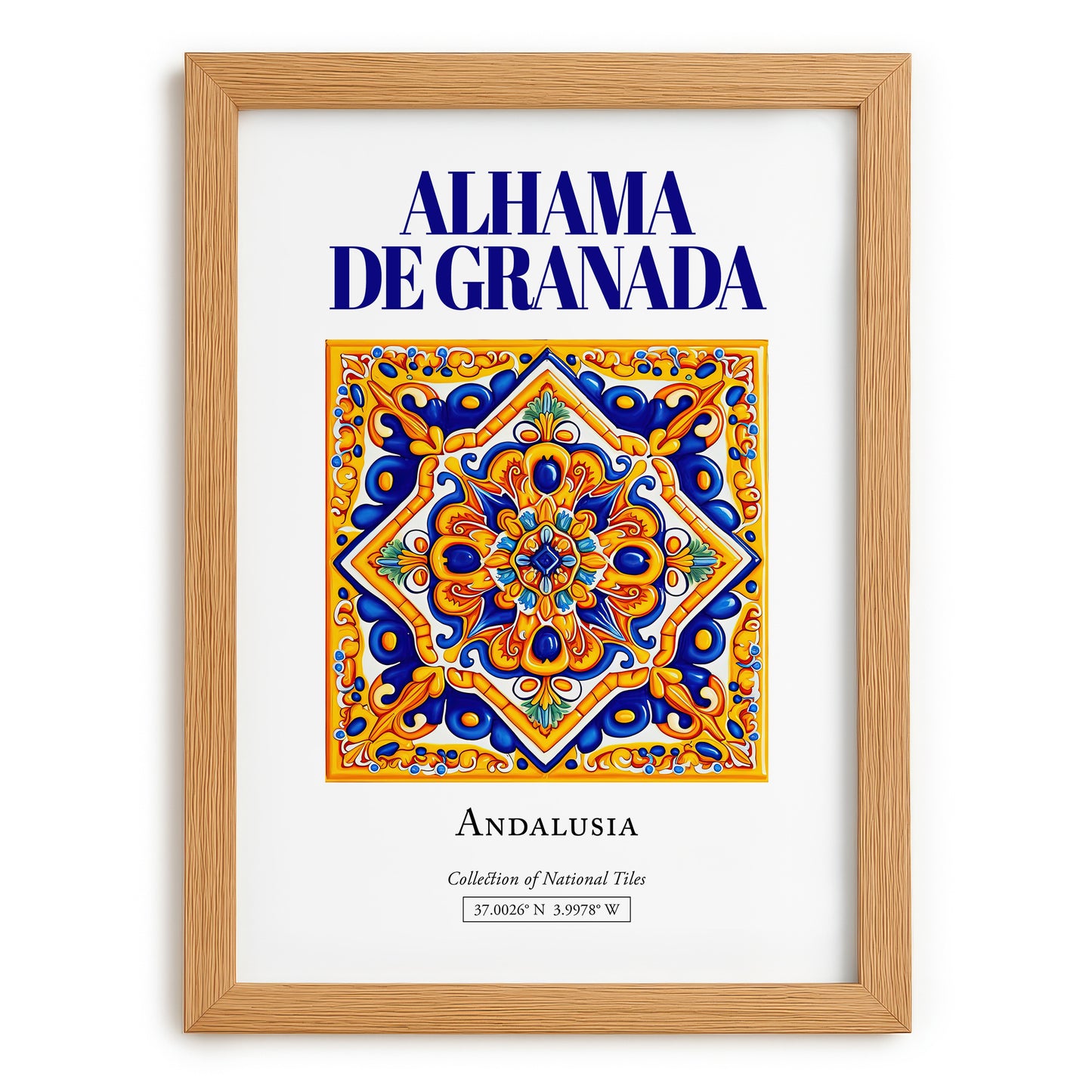 Alhama de Granada, Spain – Retro Travel Poster, set in oak frame