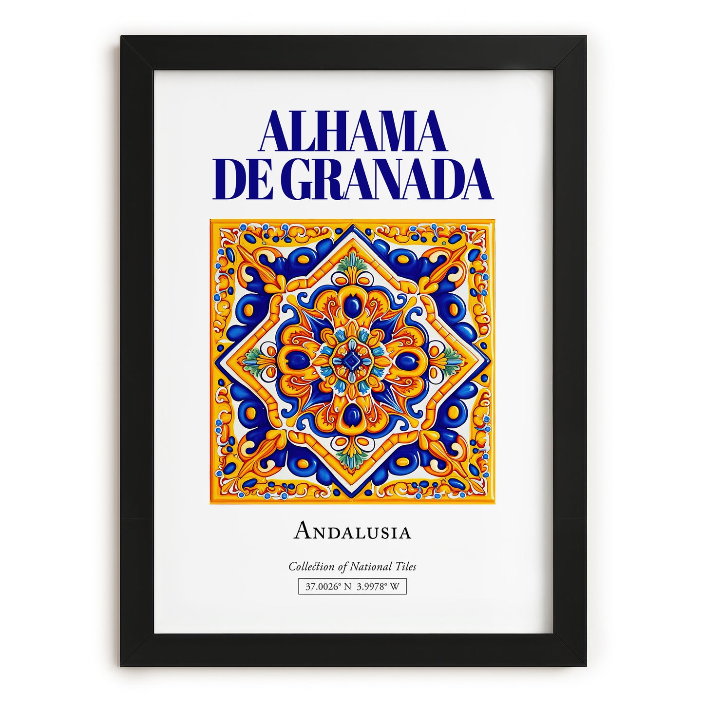 Alhama de Granada, Spain – Retro Travel Poster, in sleek black frame