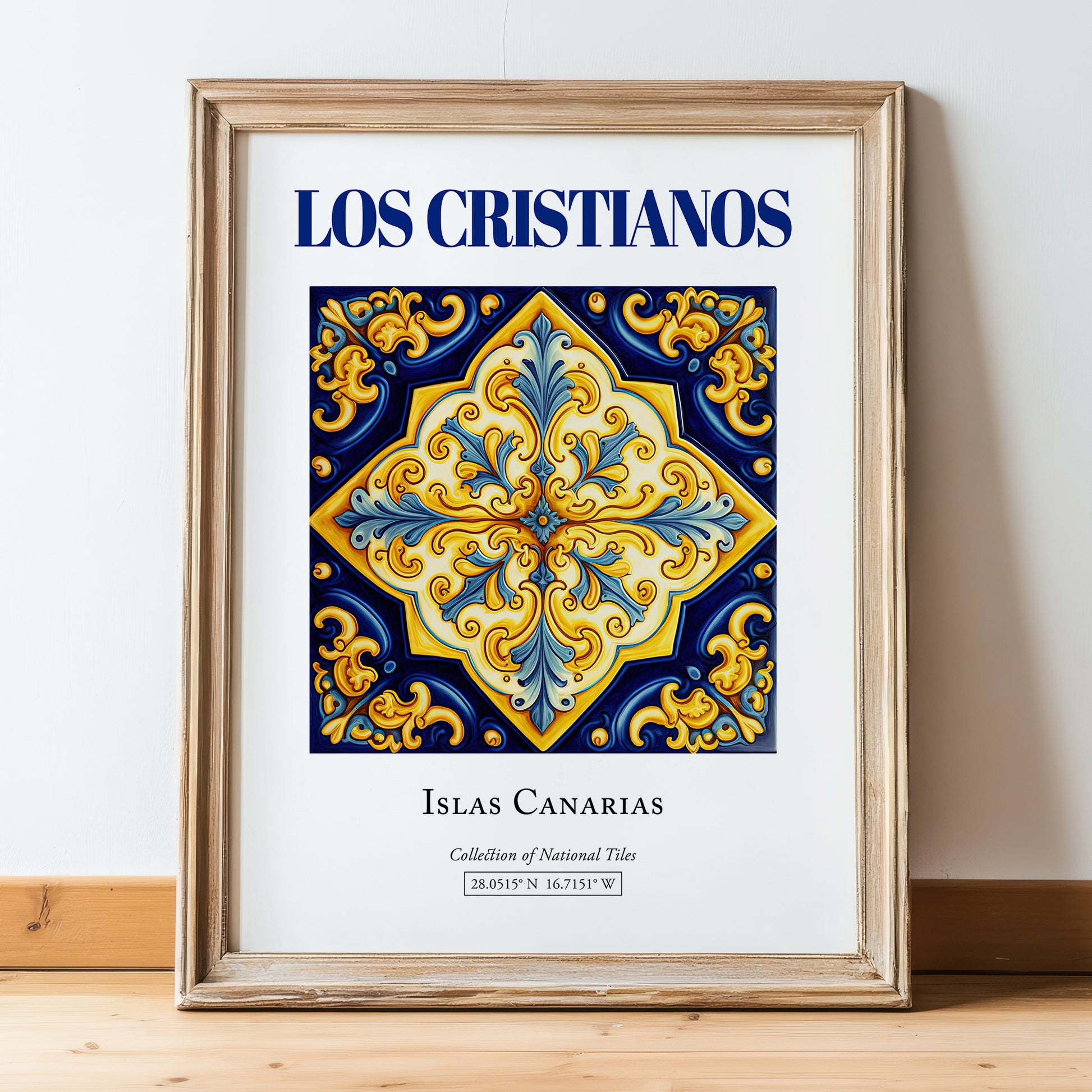 Los Cristianos, Spain – Travel Print, in wooden frame leaning on the floor