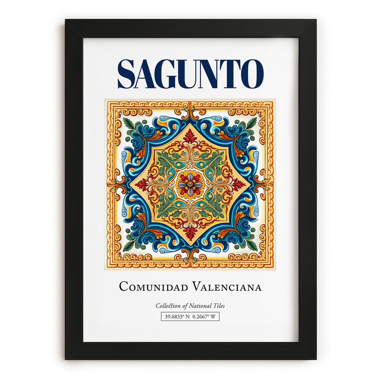 Sagunto, Spain – Travel Print, in sleek black frame