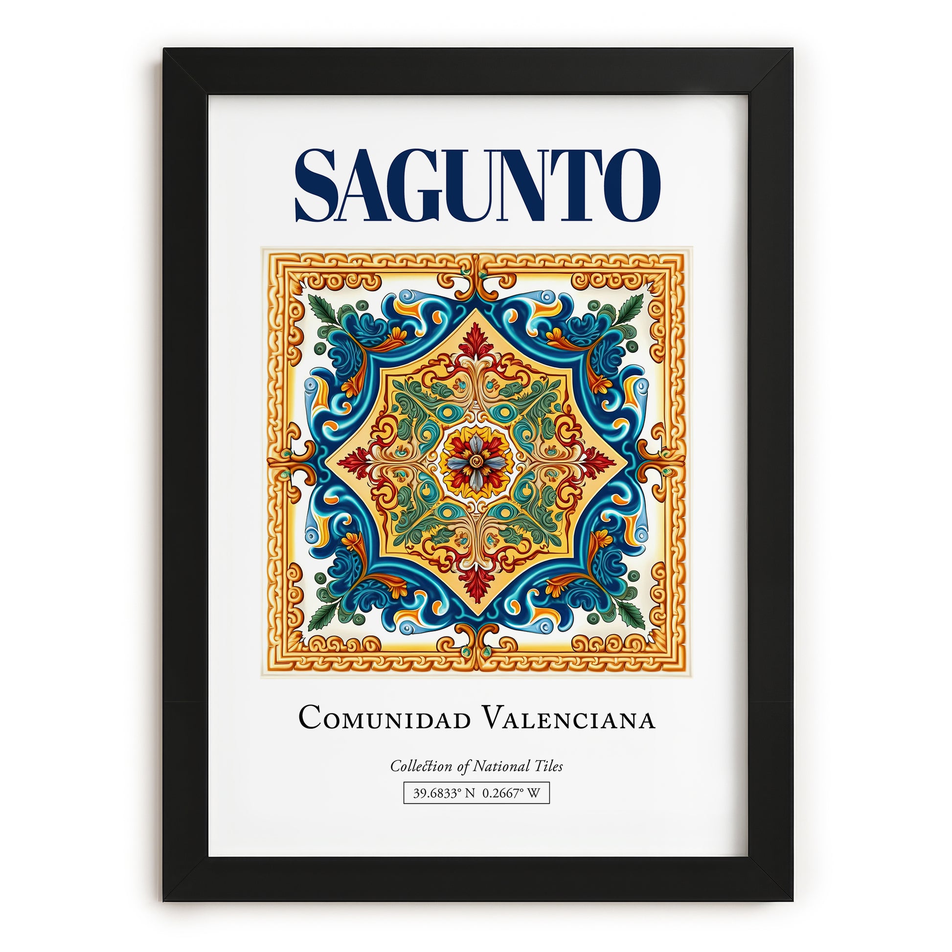 Sagunto, Spain – Travel Print, in sleek black frame