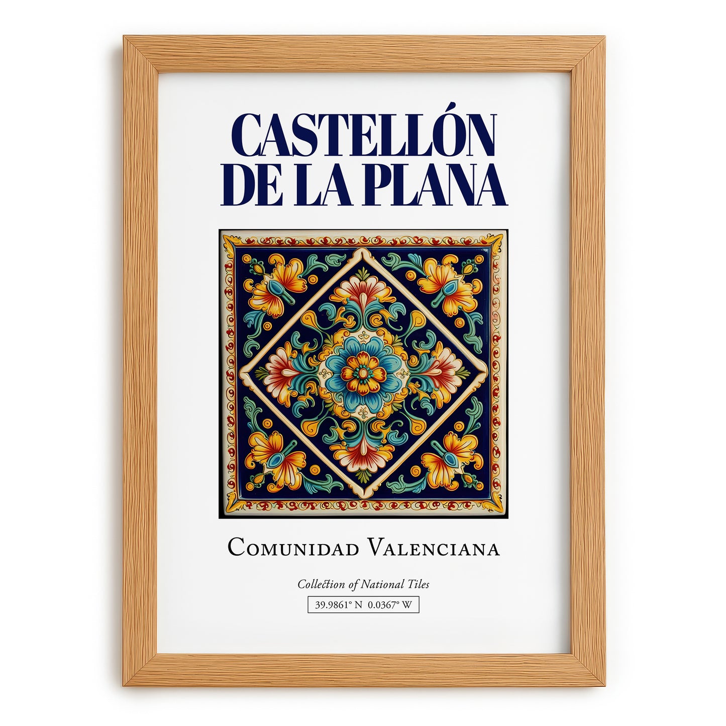 Castellón de la Plana, Spain – Travel Print, set in oak frame