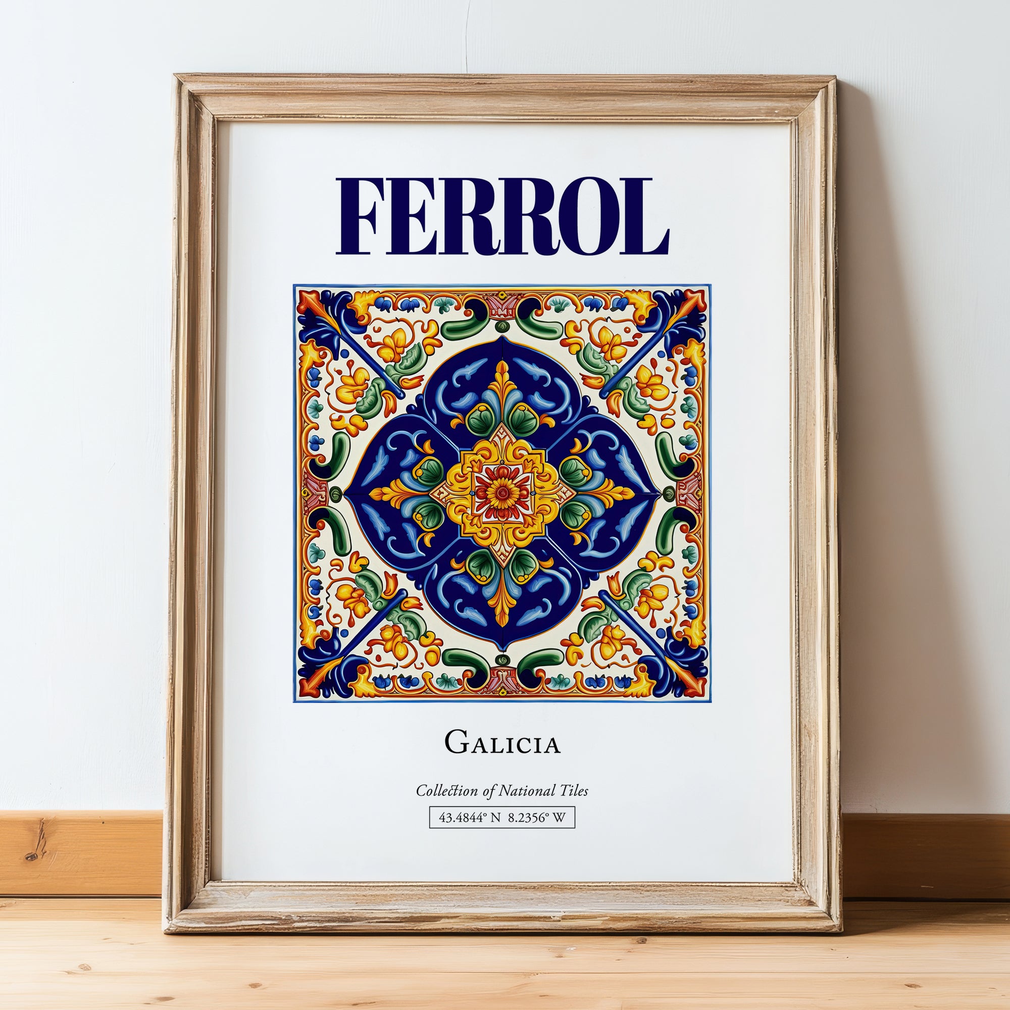 Ferrol, Spain – Wanderlust Wall Decor, in wooden frame leaning on the floor