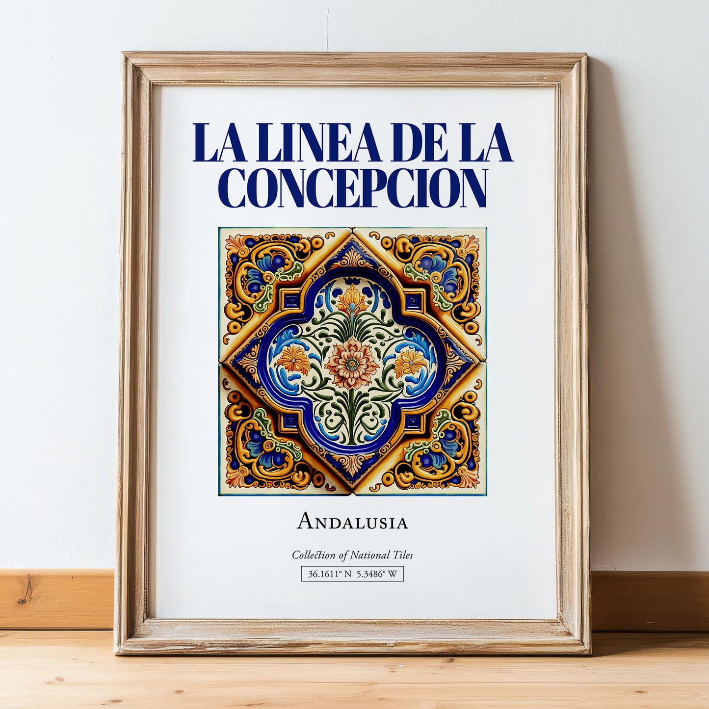 La Linea de la Concepcion, Spain – World Travel Art, in wooden frame leaning on the floor