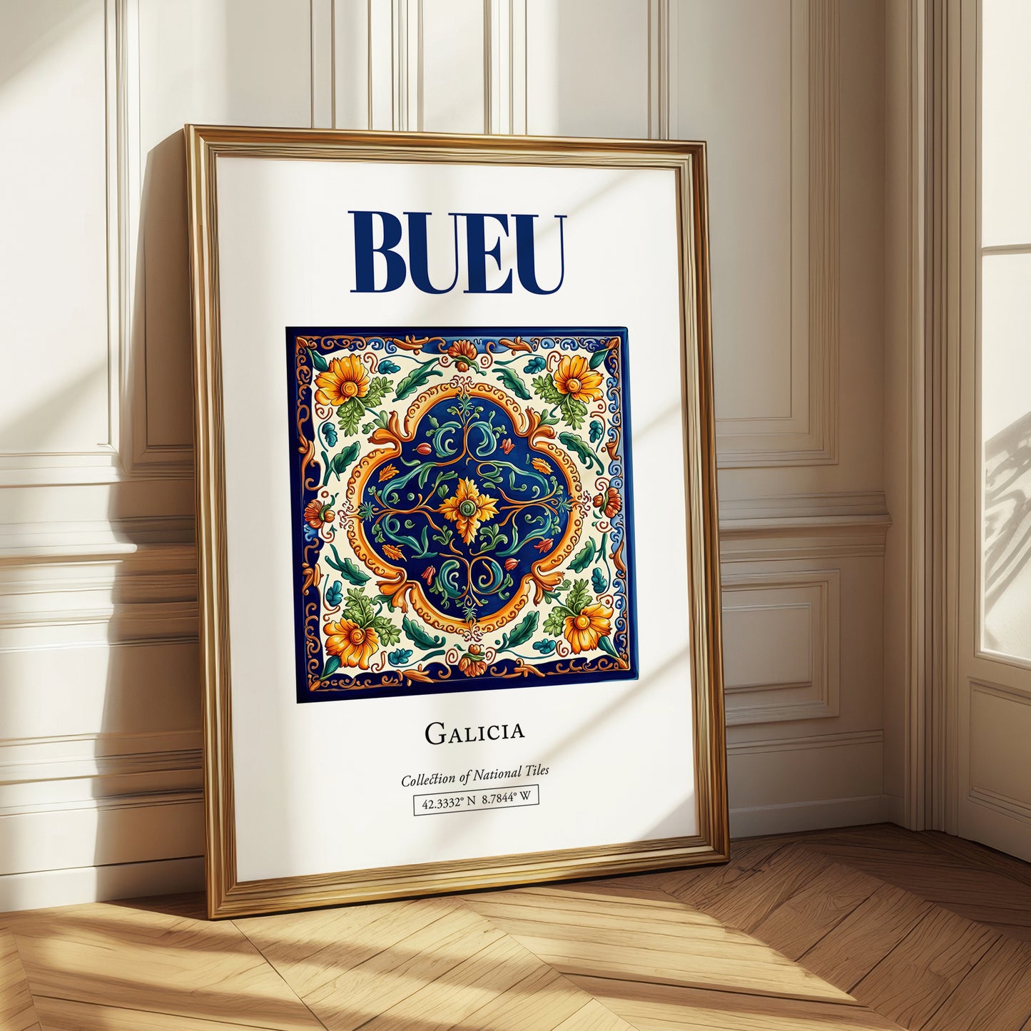 Bueu, Spain – Travel Poster, styled in a charming Paris street view