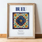 Bueu, Spain – Travel Poster, in wooden frame leaning on the floor