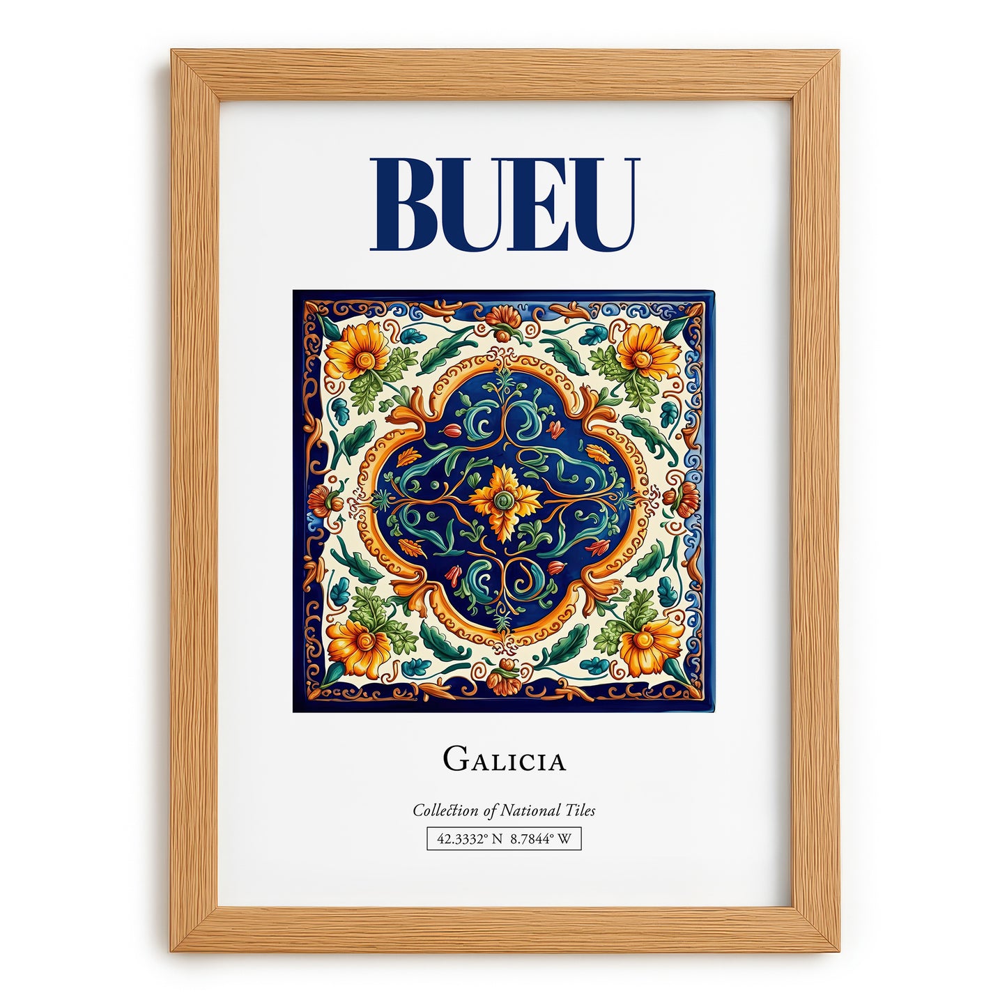 Bueu, Spain – Travel Poster, set in oak frame