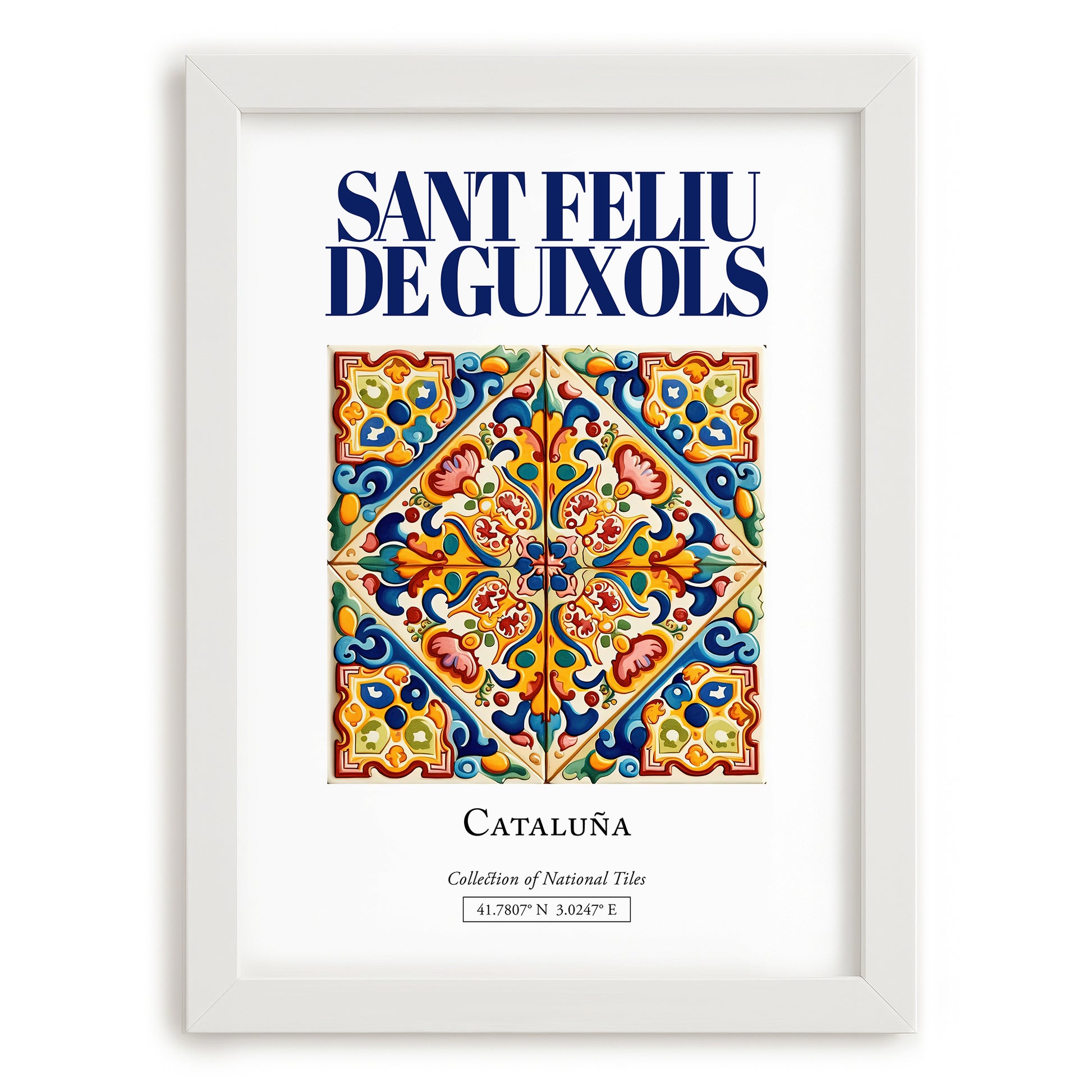 Sant Feliu de Guixols, Spain – Historic Cities Art Print, placed in minimal white frame