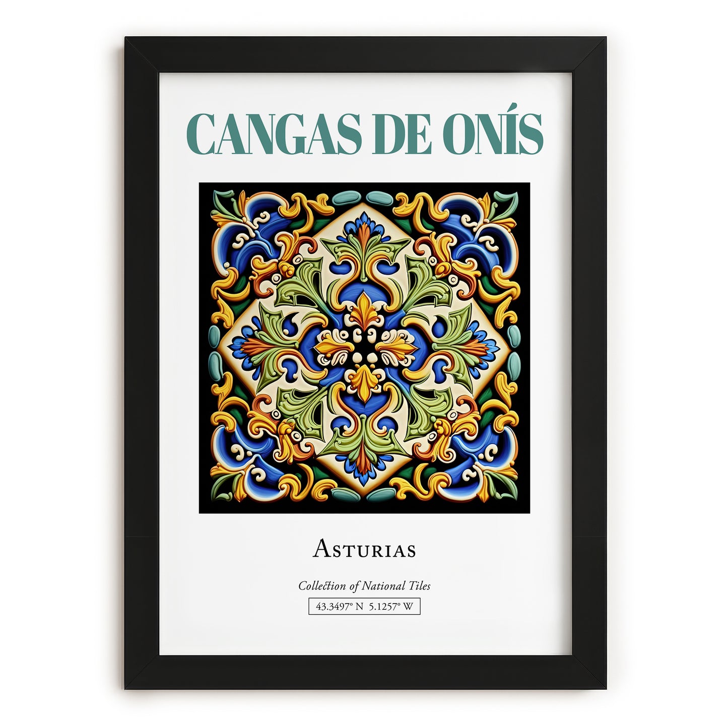 Cangas de Onís, Spain – National Pride Wall Decor, in sleek black frame