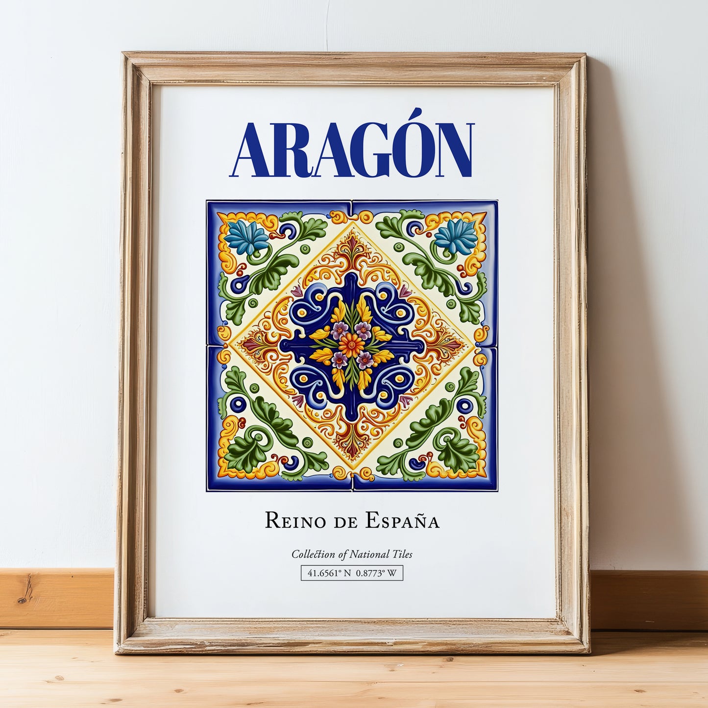 Aragón, Spain – Travel Print, in wooden frame leaning on the floor