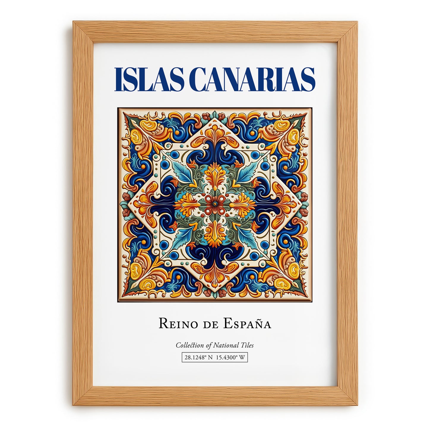 Islas Canarias, Spain – Travel Poster, set in oak frame
