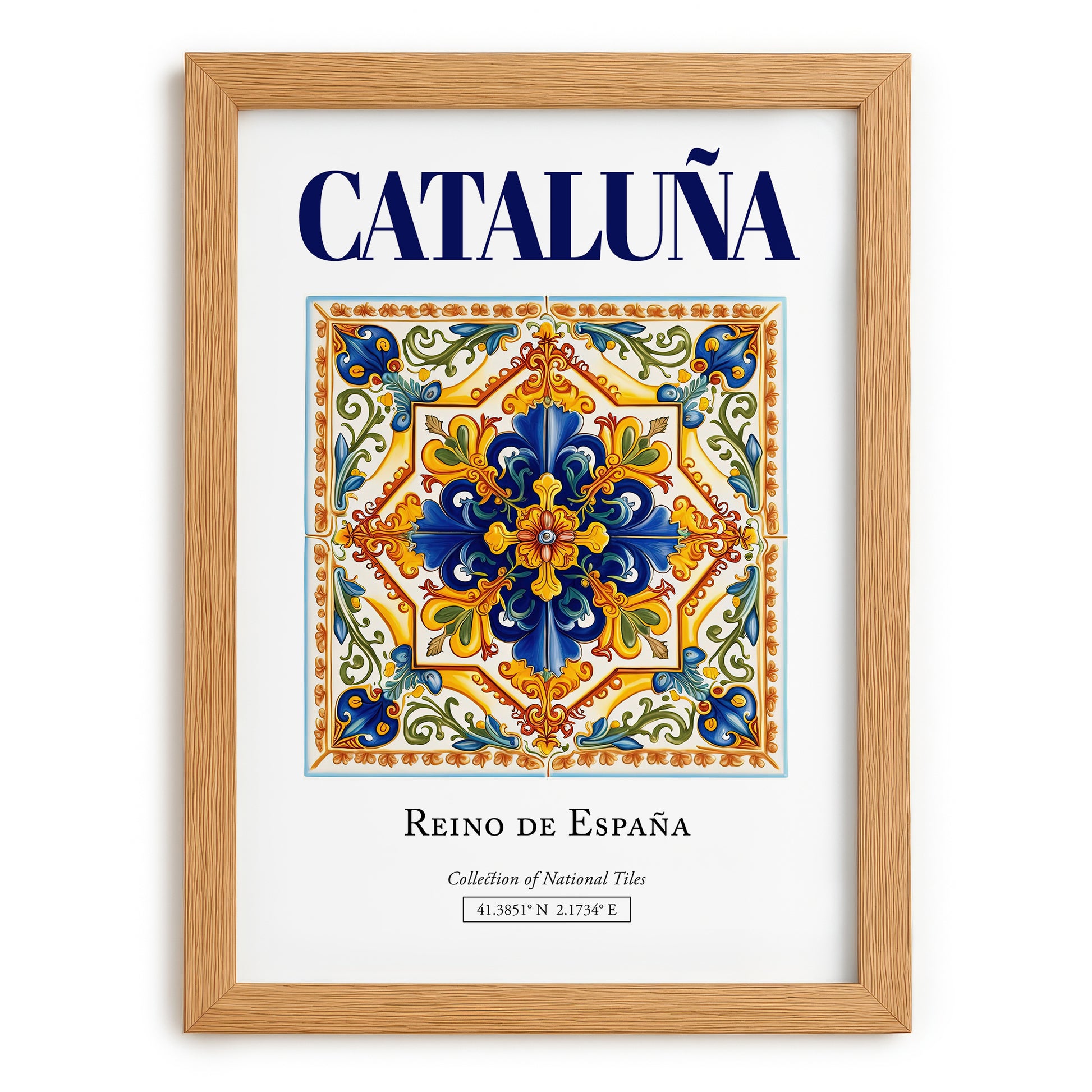 Cataluña, Spain – Travel Poster, set in oak frame
