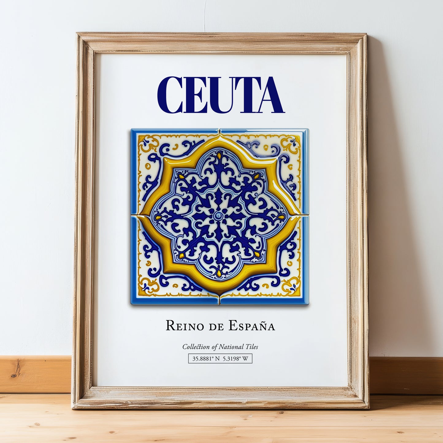 Ceuta, Spain – Cultural Heritage Wall Art, in wooden frame leaning on the floor