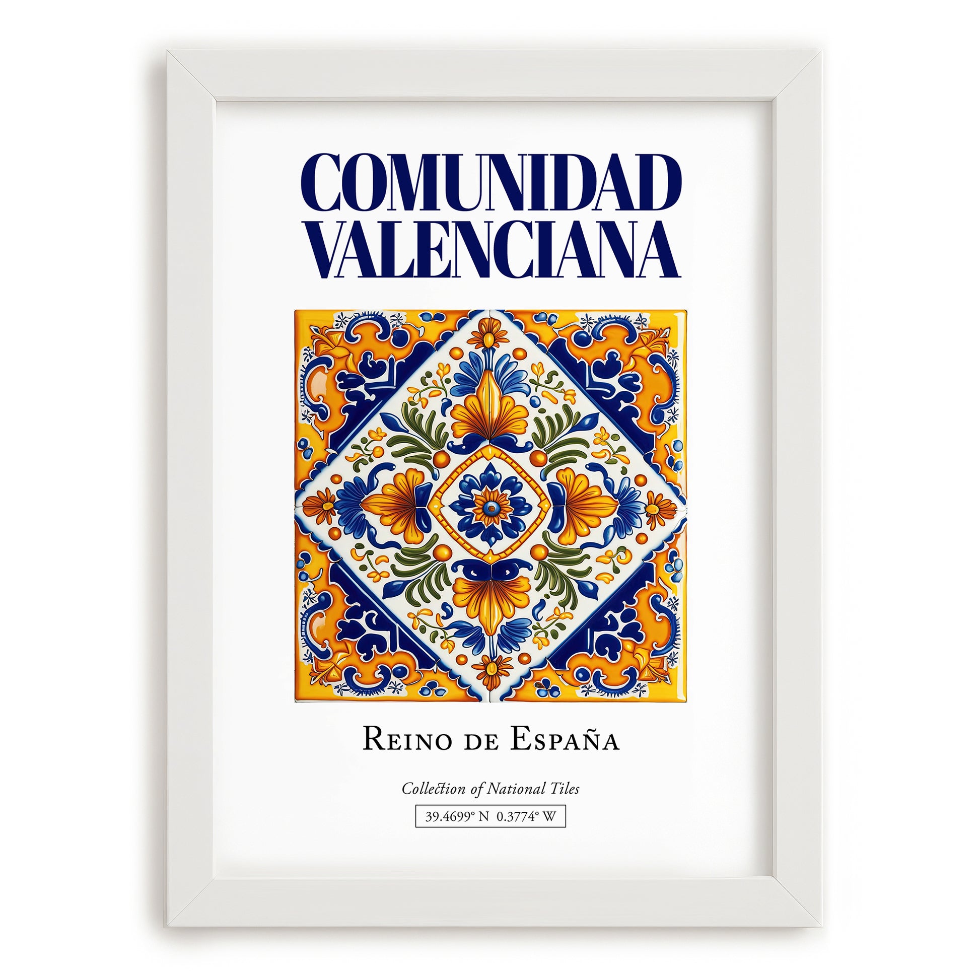 Comunidad Valenciana, Spain – Travel Poster, placed in minimal white frame