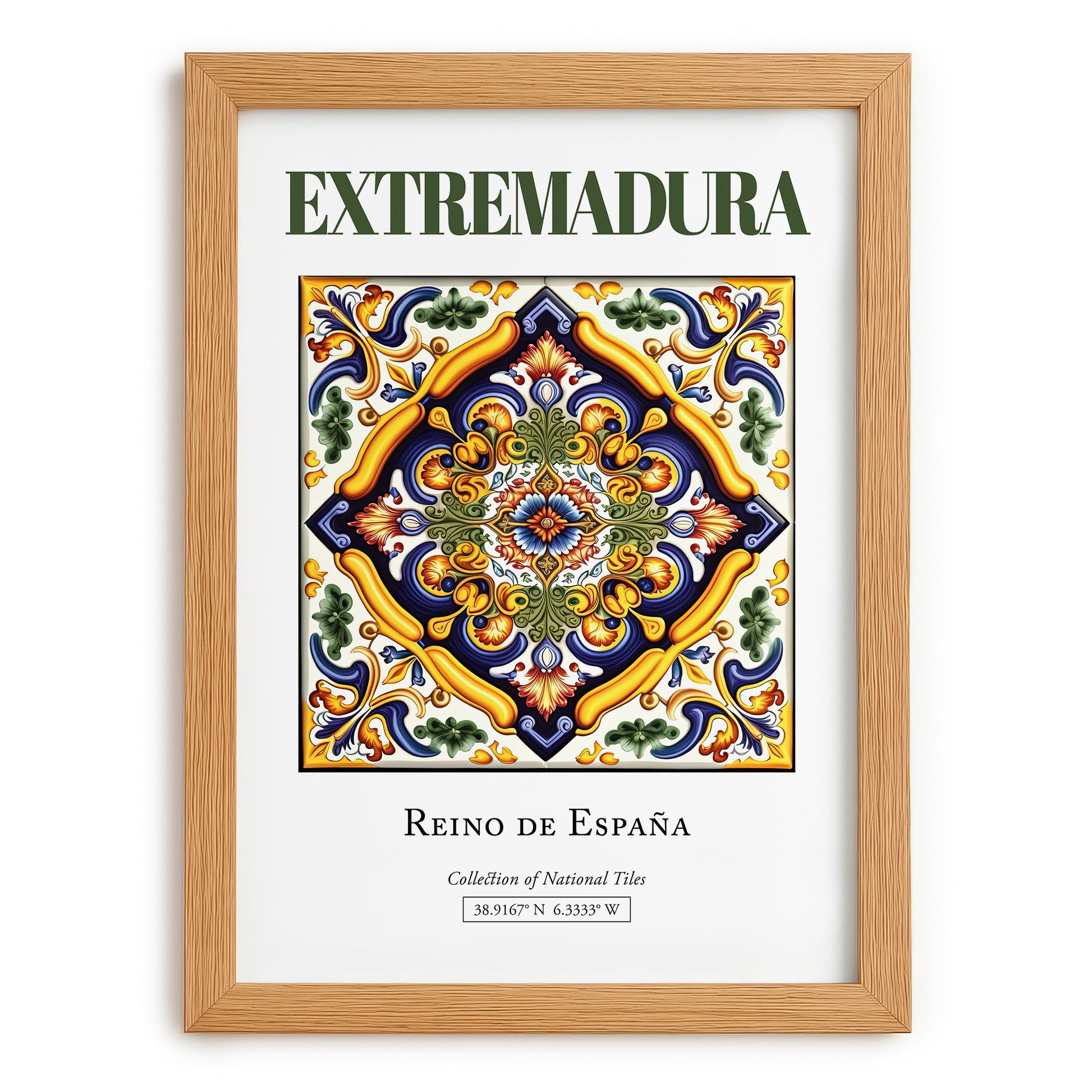 Extremadura, Spain – Travel Print, set in oak frame
