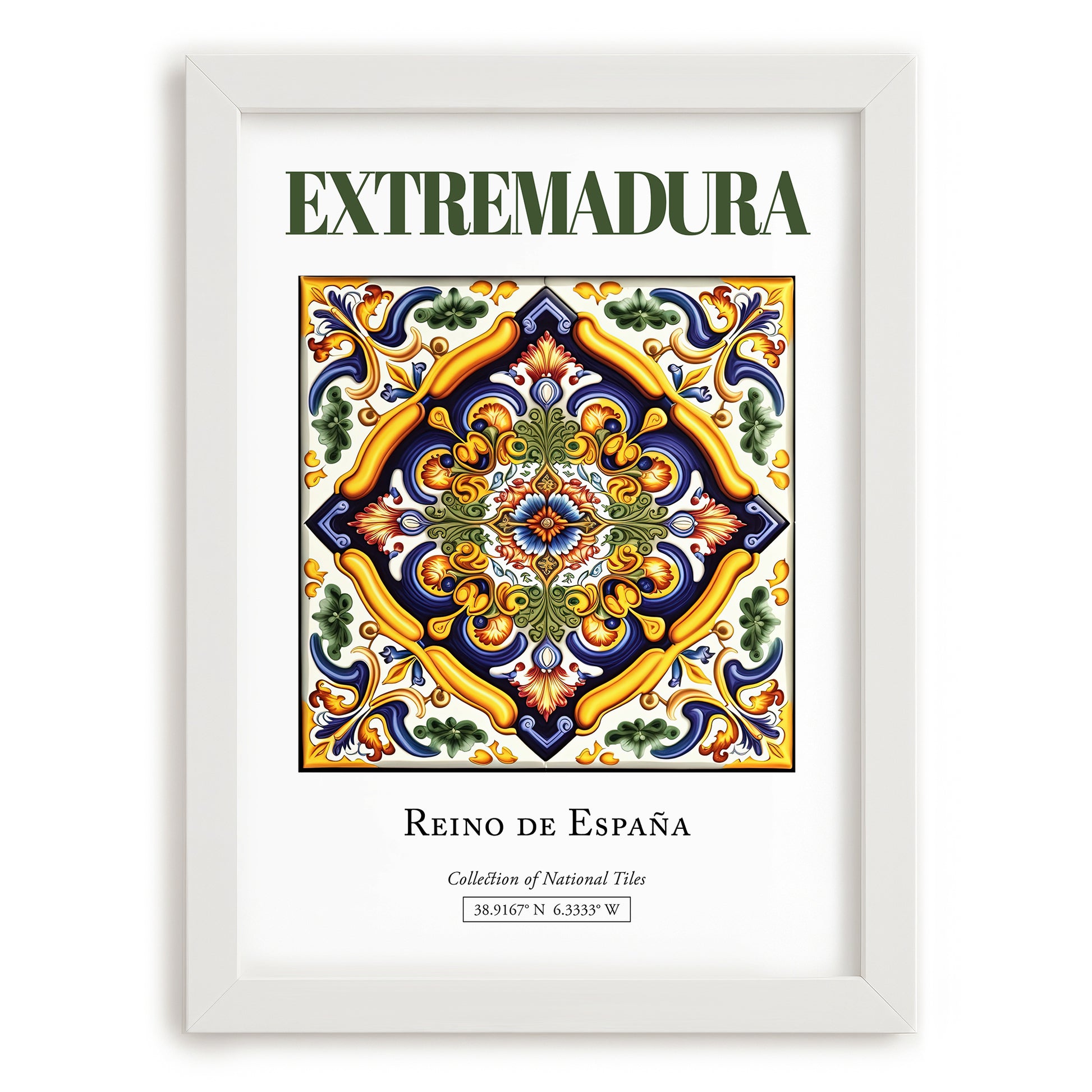 Extremadura, Spain – Travel Print, placed in minimal white frame
