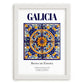 Galicia, Spain – Retro Travel Poster, placed in minimal white frame