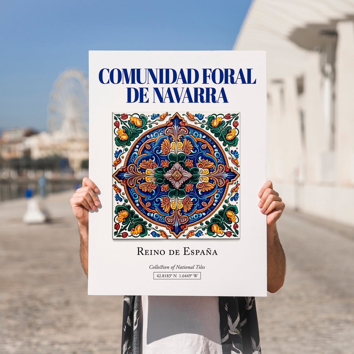 Comunidad Foral de Navarra, Spain – World Heritage Travel Poster, no-text version framed in wood
