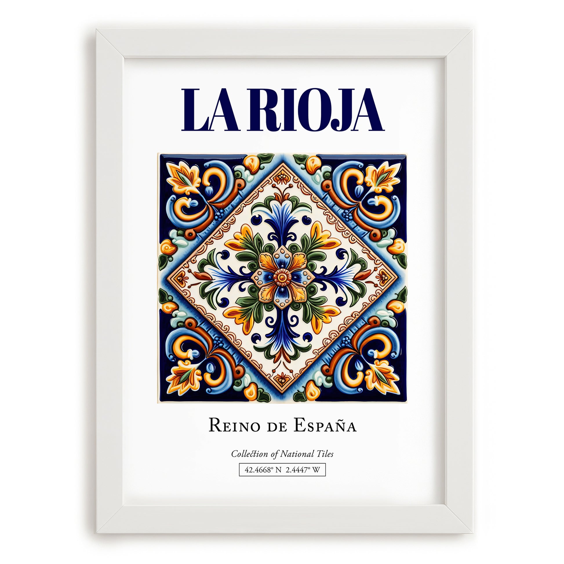 La Rioja, Spain – Travel Print, placed in minimal white frame