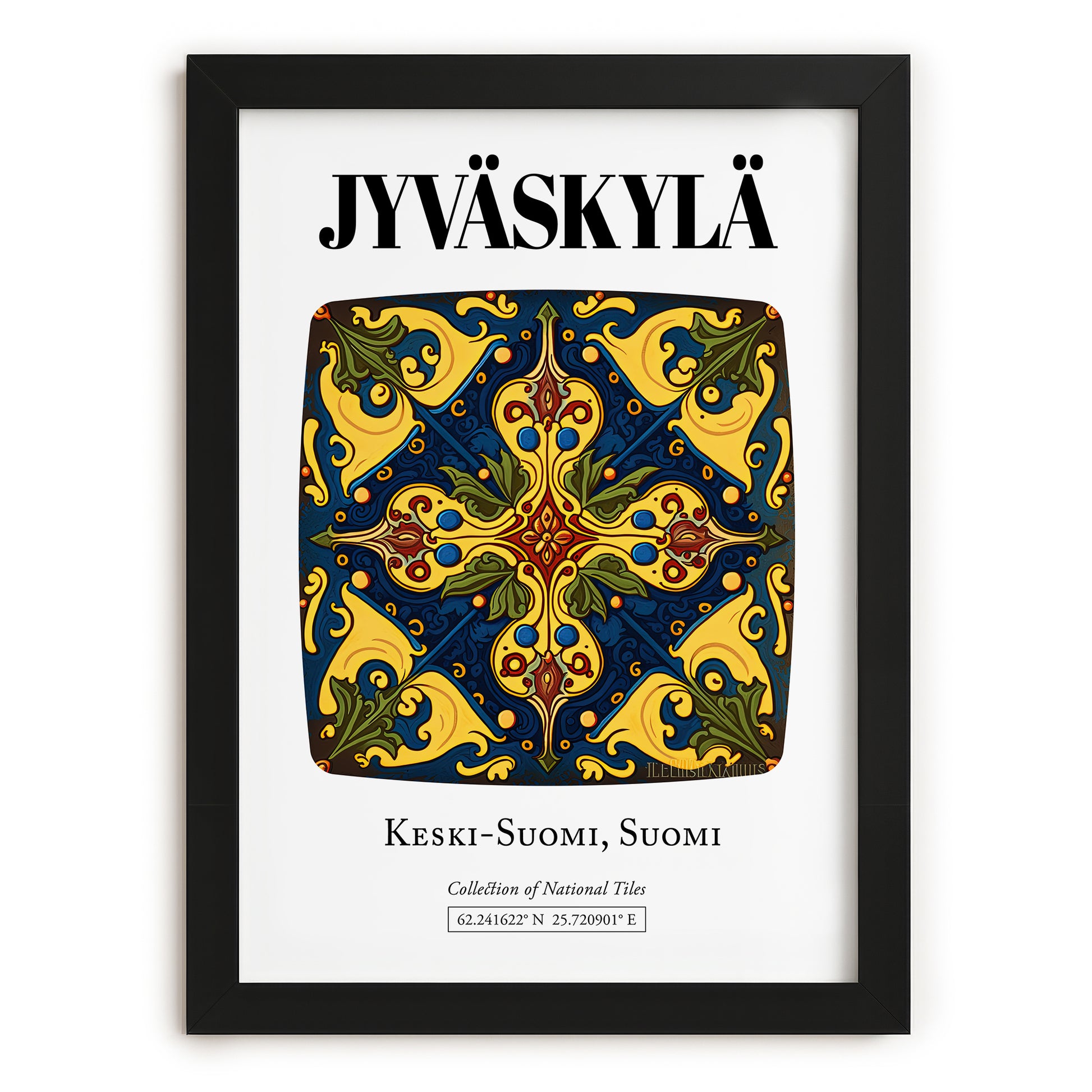 Jyväskylä, Finland – Illustrated Travel Poster, in sleek black frame