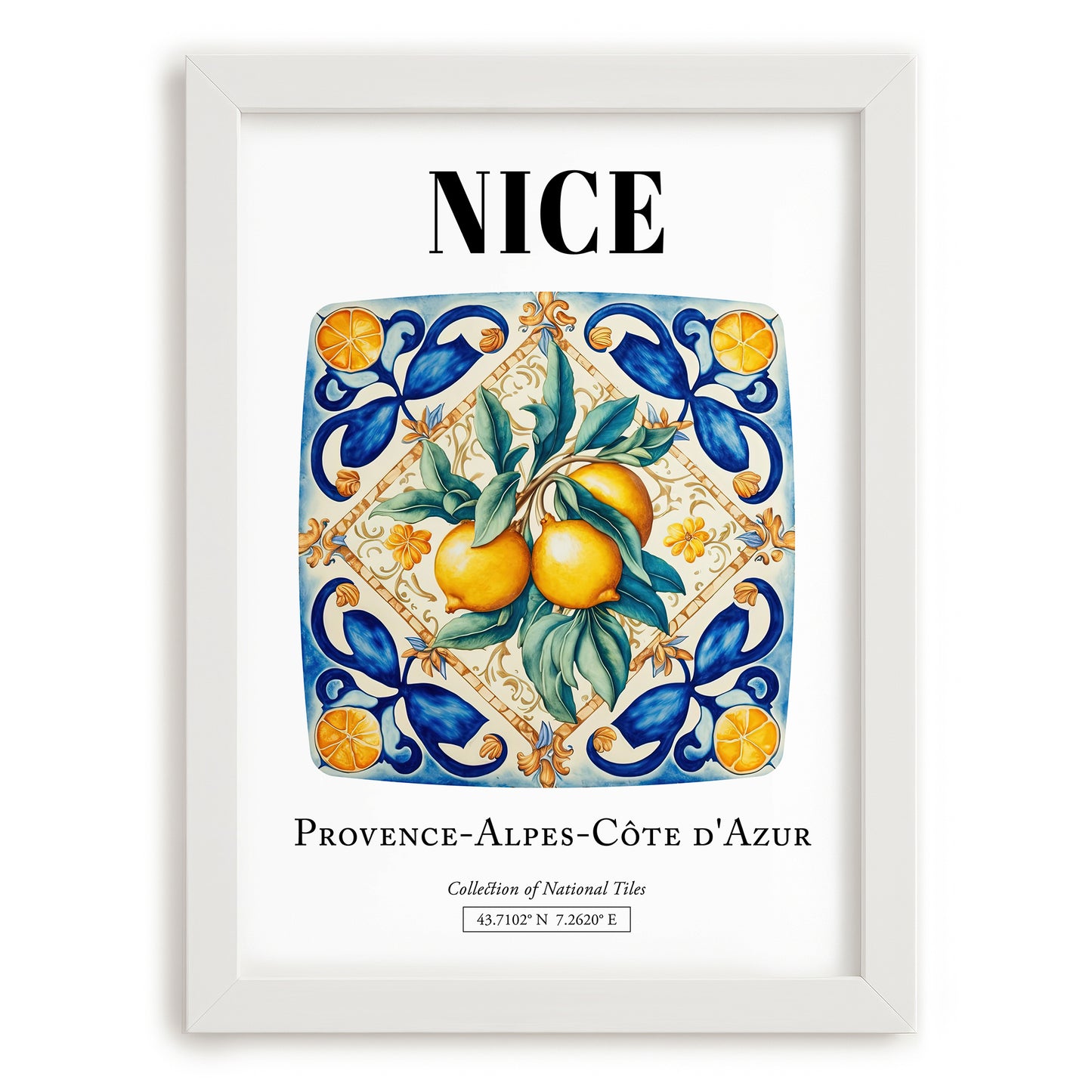Nice, France – Travel Poster, placed in minimal white frame