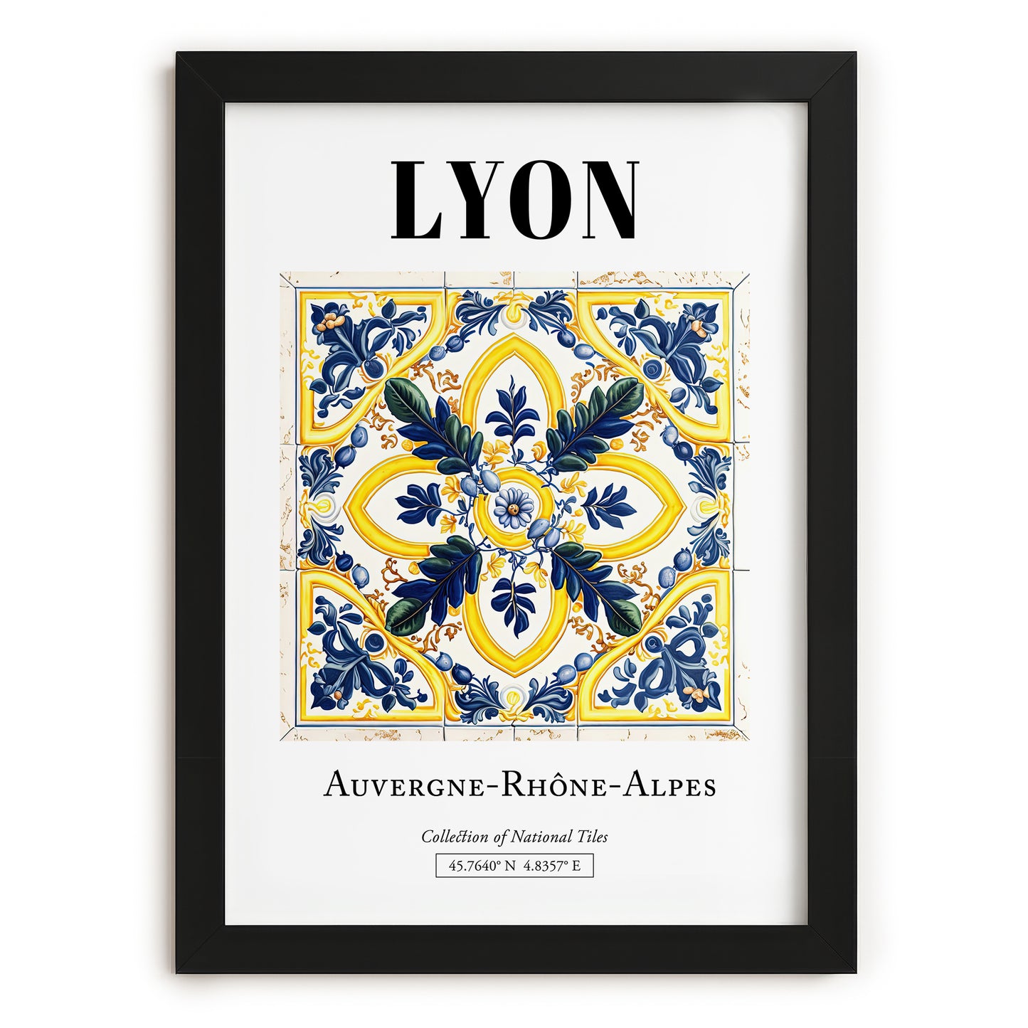 Lyon, France – Travel Wall Art, in sleek black frame