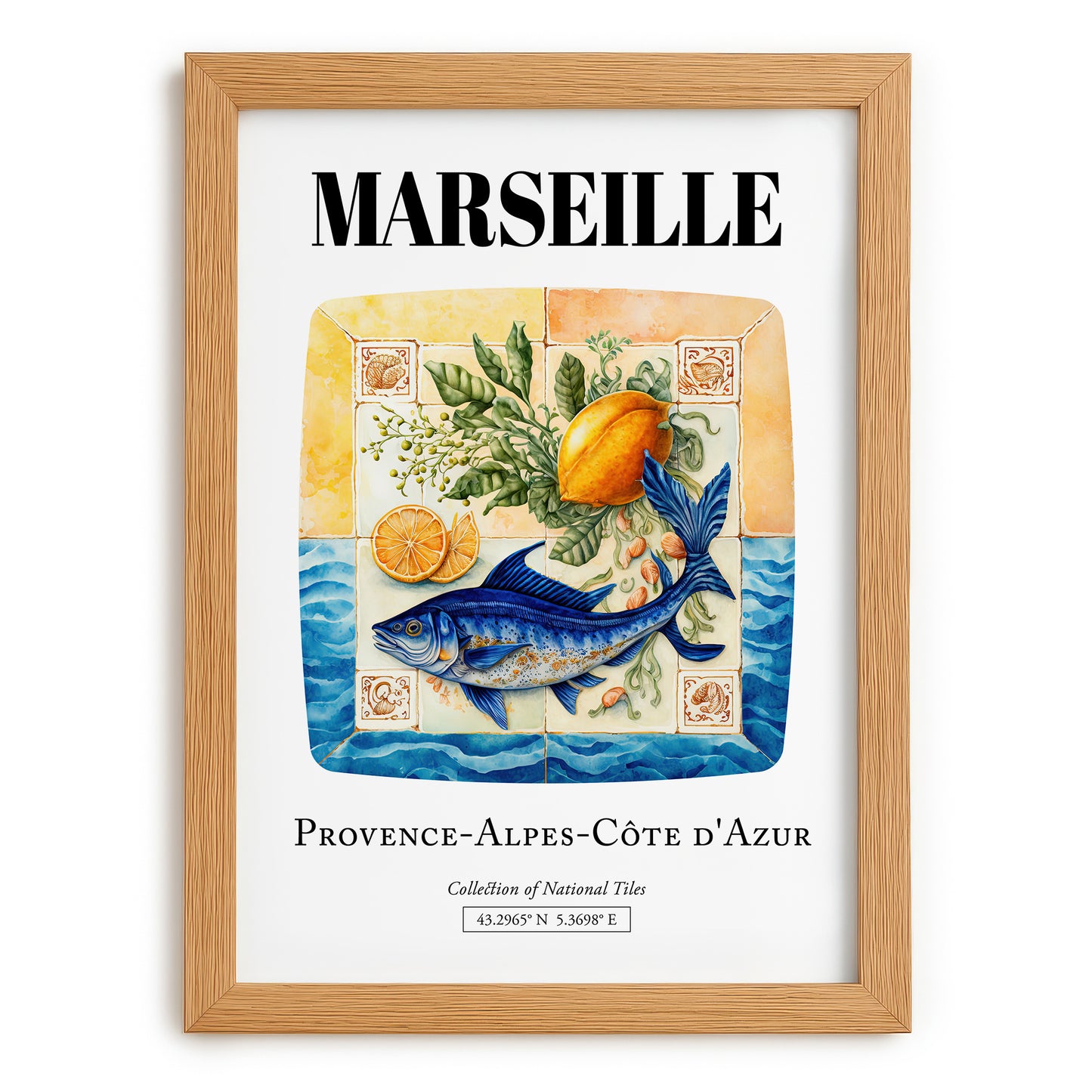 Marseille, France – Travel Print, set in oak frame