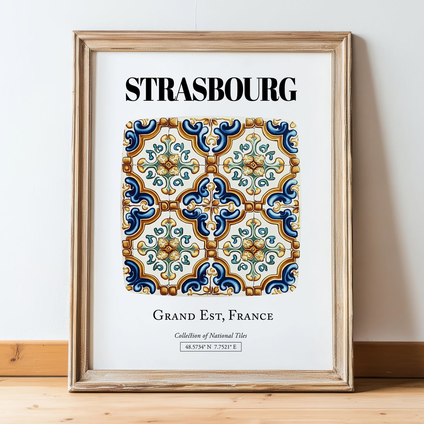 Strasbourg, France – Global Cities Wall Print, in wooden frame leaning on the floor