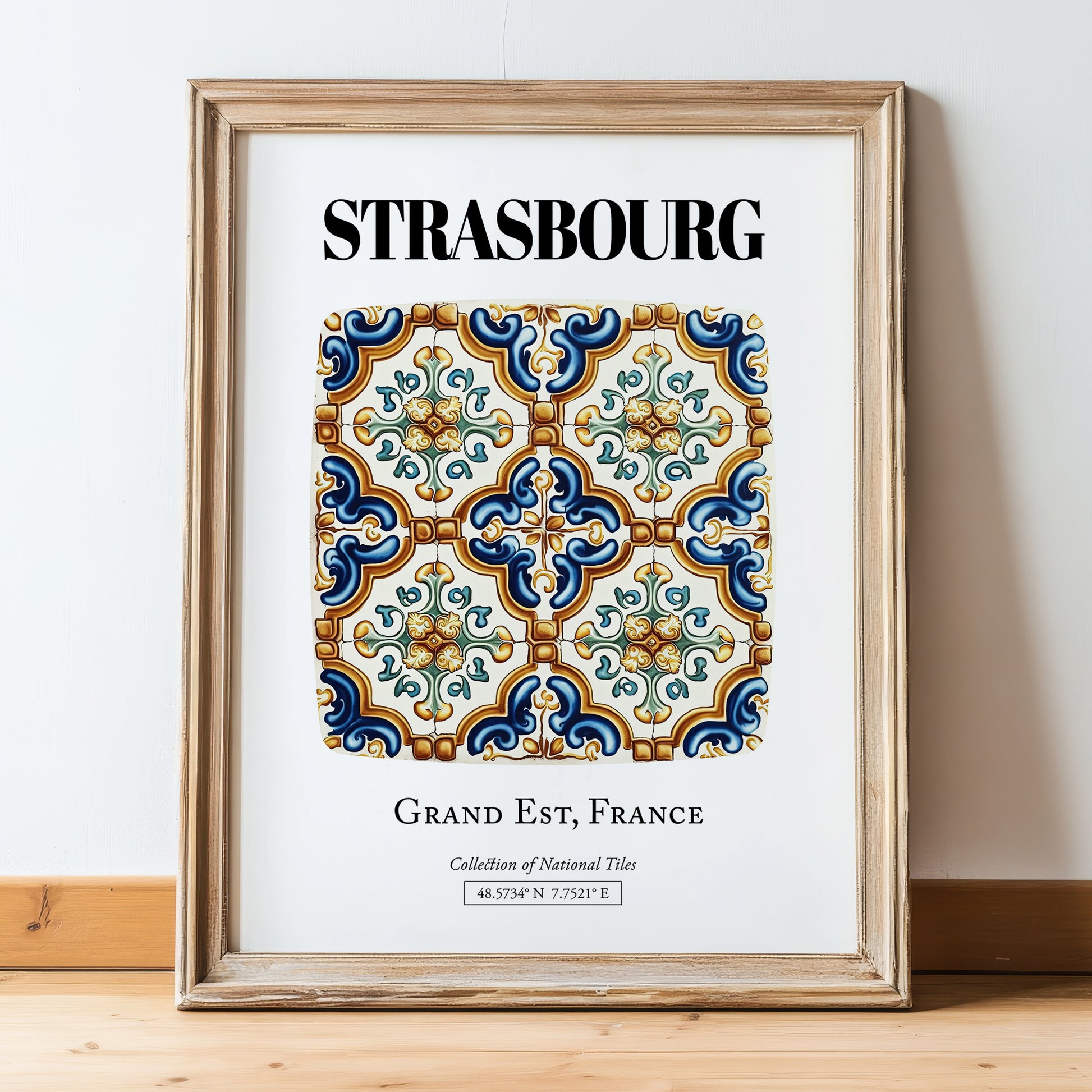 Strasbourg, France – Global Cities Wall Print, in wooden frame leaning on the floor