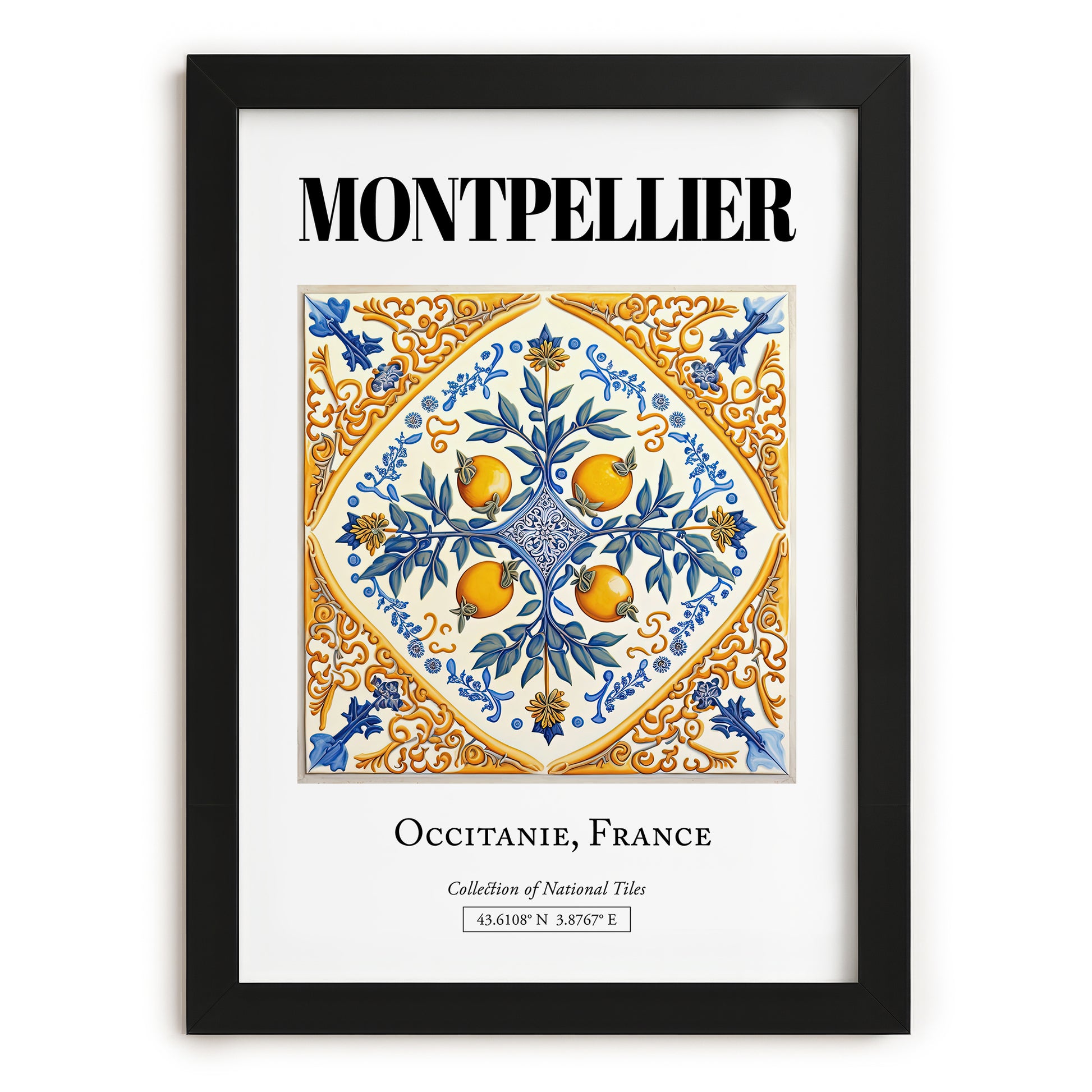 Montpellier, France – Architectural Travel Art, in sleek black frame