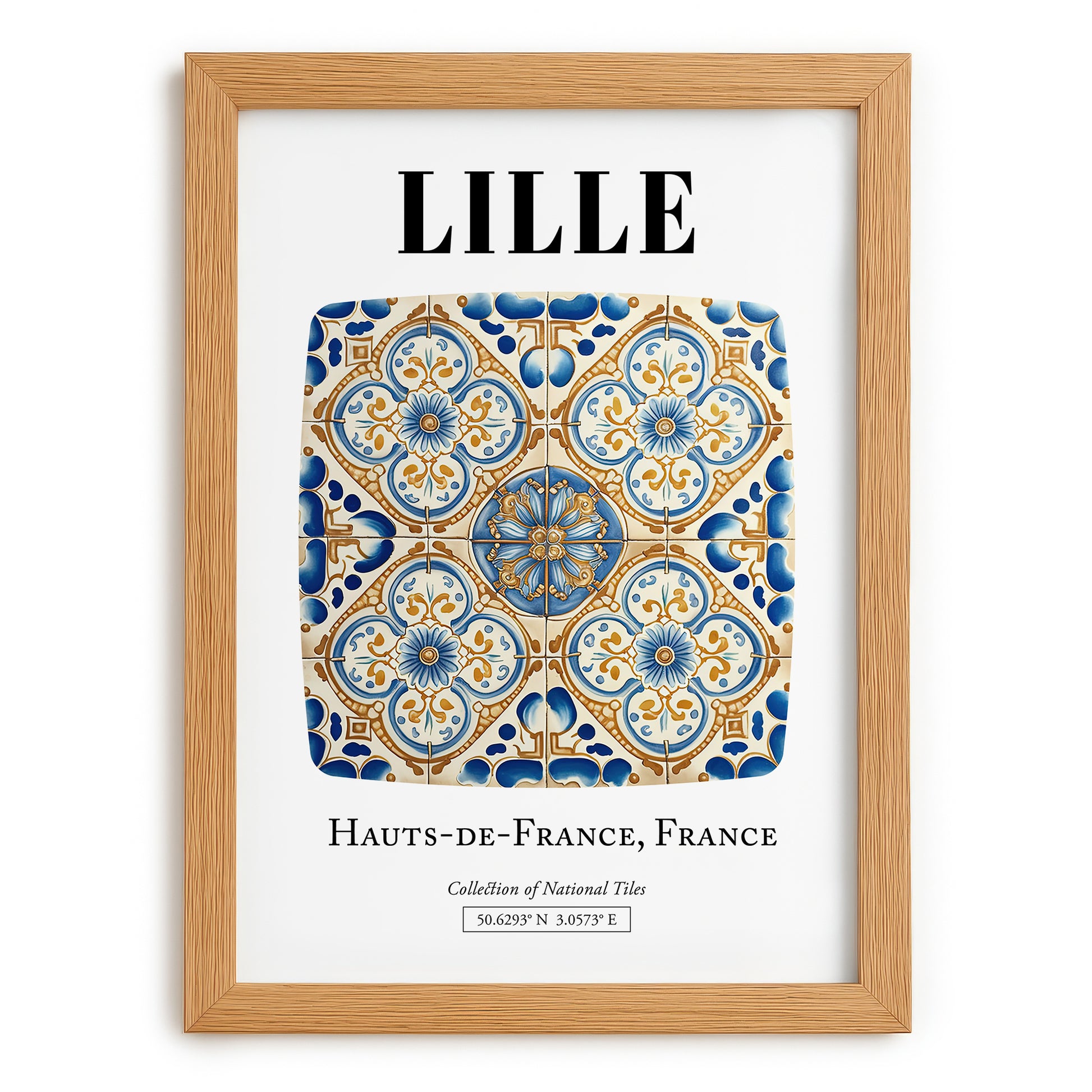 Lille, France – Travel Print, set in oak frame