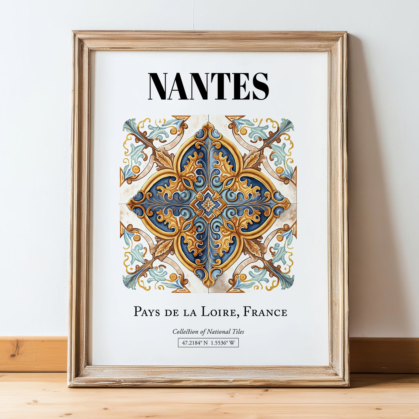 Nantes, France – Wanderlust Wall Decor, in wooden frame leaning on the floor