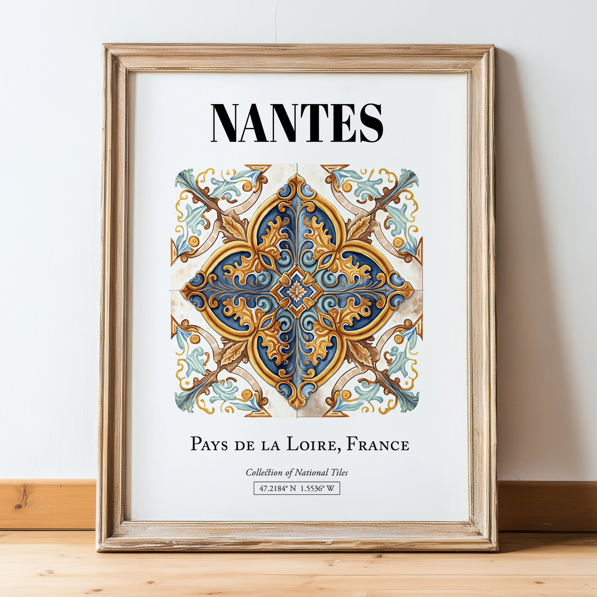 Nantes, France – Wanderlust Wall Decor, in wooden frame leaning on the floor