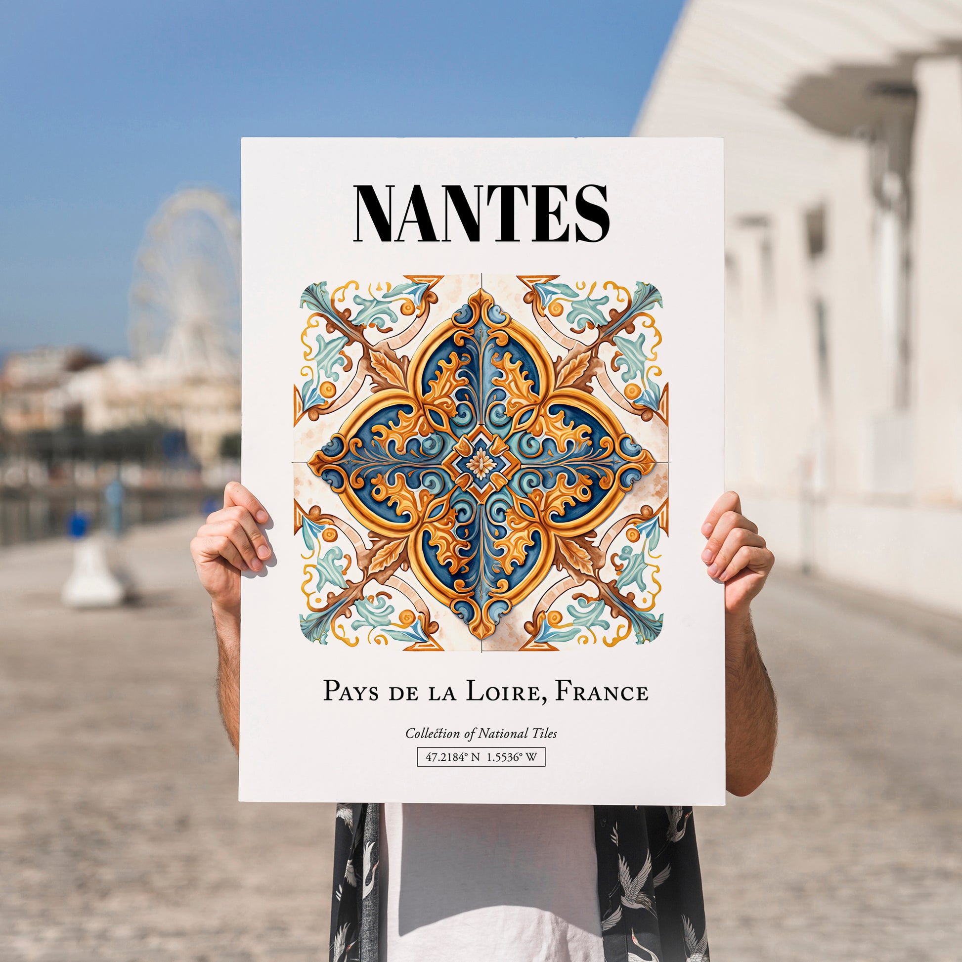 Nantes, France – Wanderlust Wall Decor, no-text version framed in wood