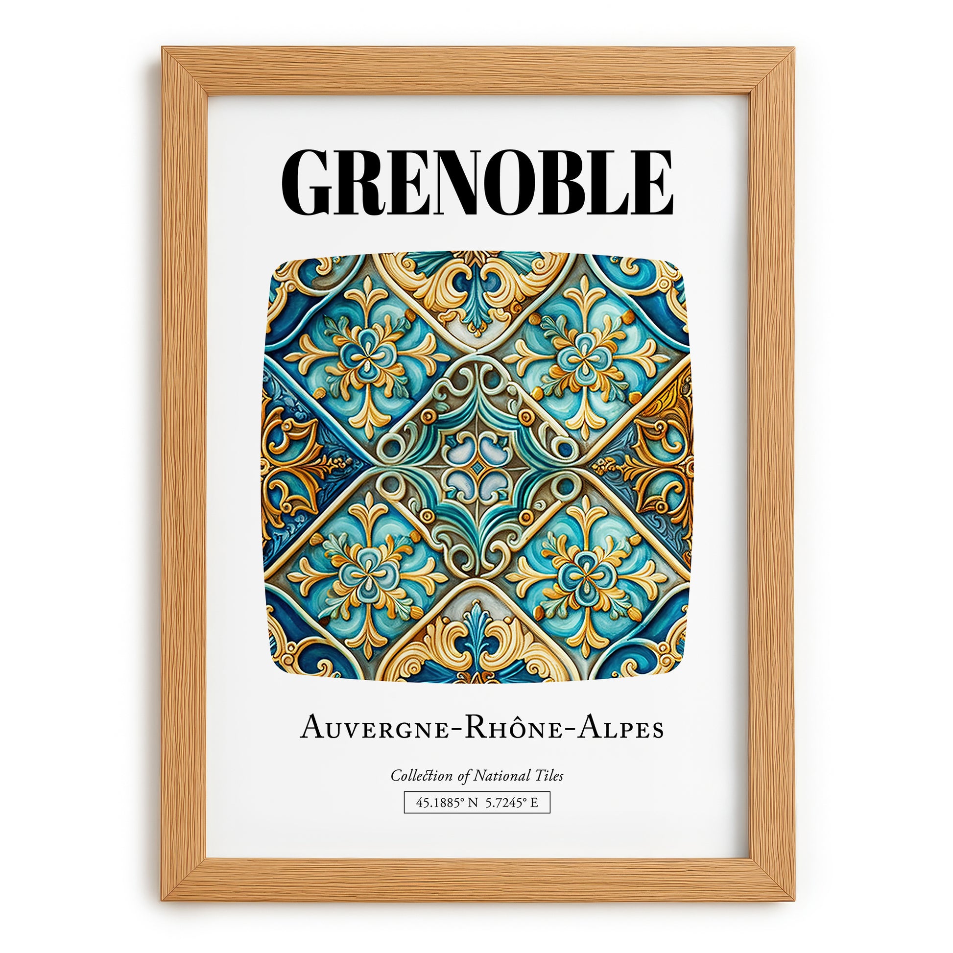 Grenoble, France – Travel Print, set in oak frame