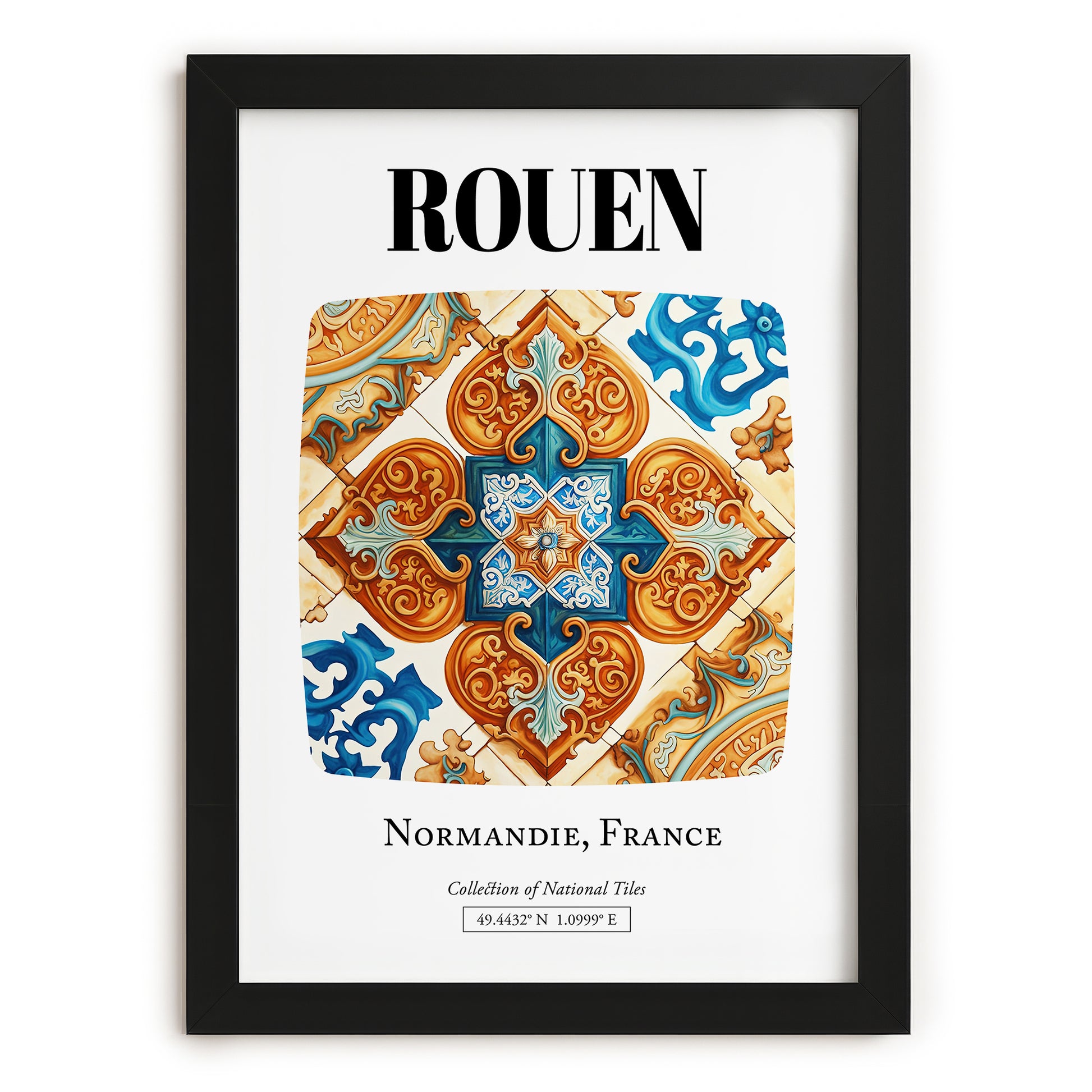 Rouen, France – Architectural Travel Art, in sleek black frame